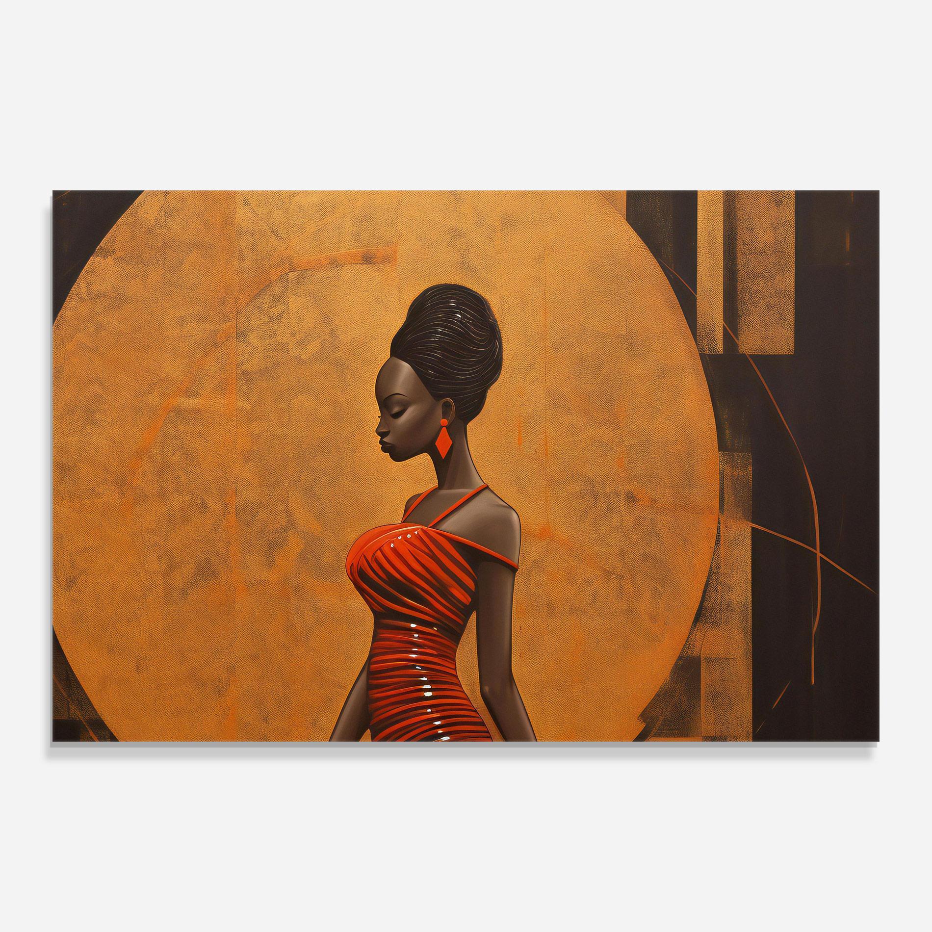 Стъклена картина Beautiful African Red Dress mockup 0