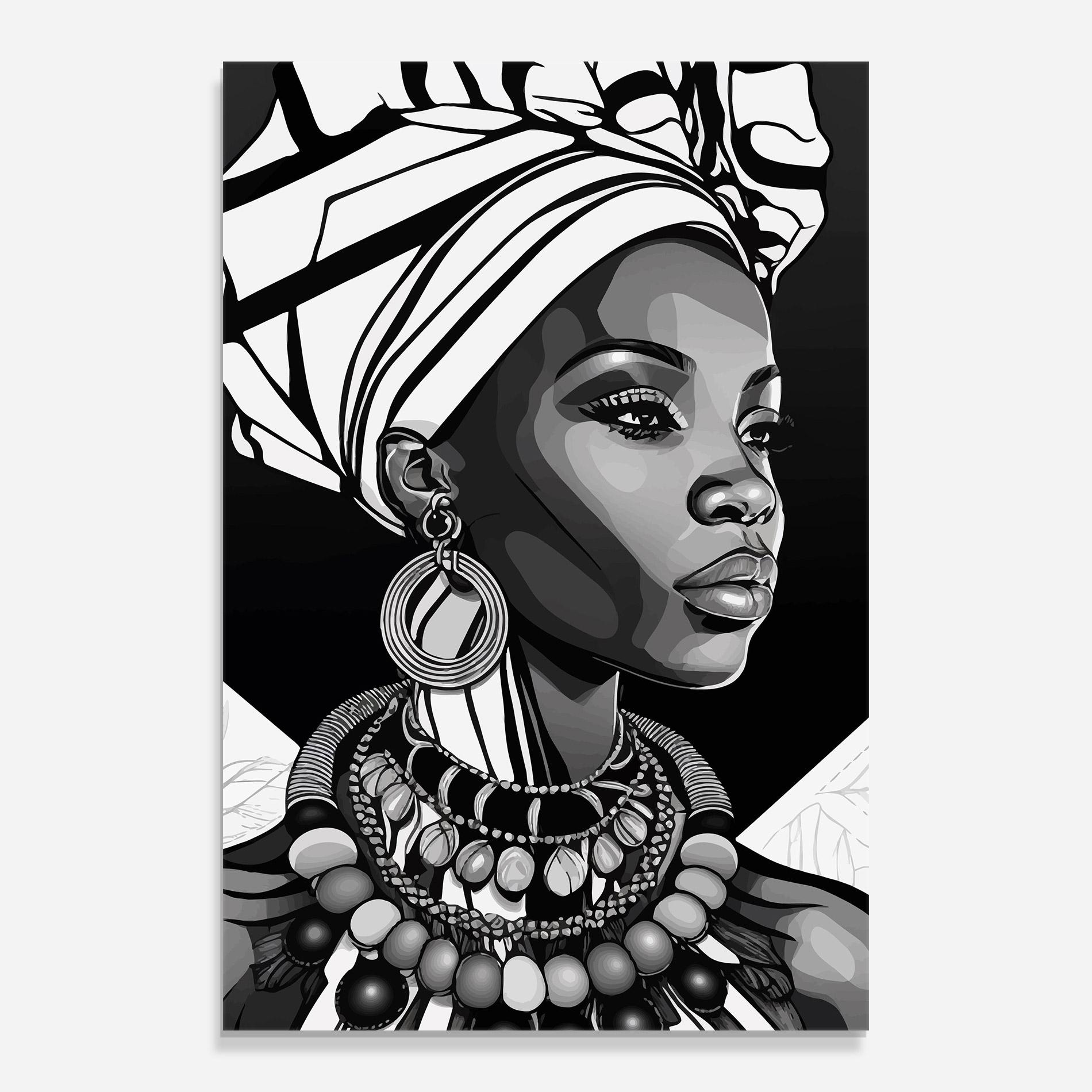 Стъклена картина Black White African mockup 0