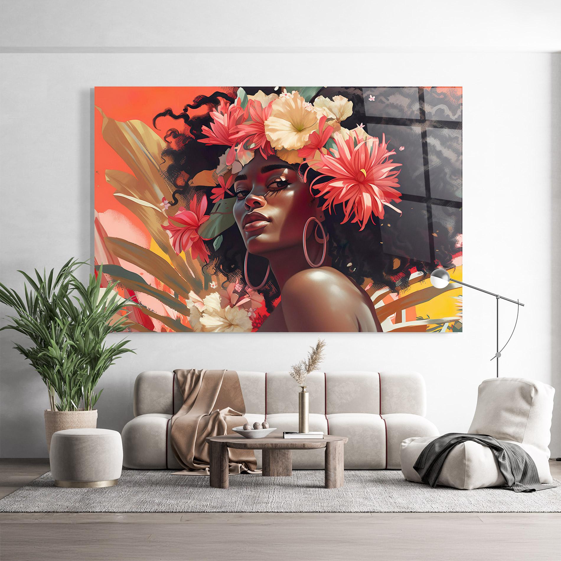 Стъклена картина African Flower Woman mockup 9
