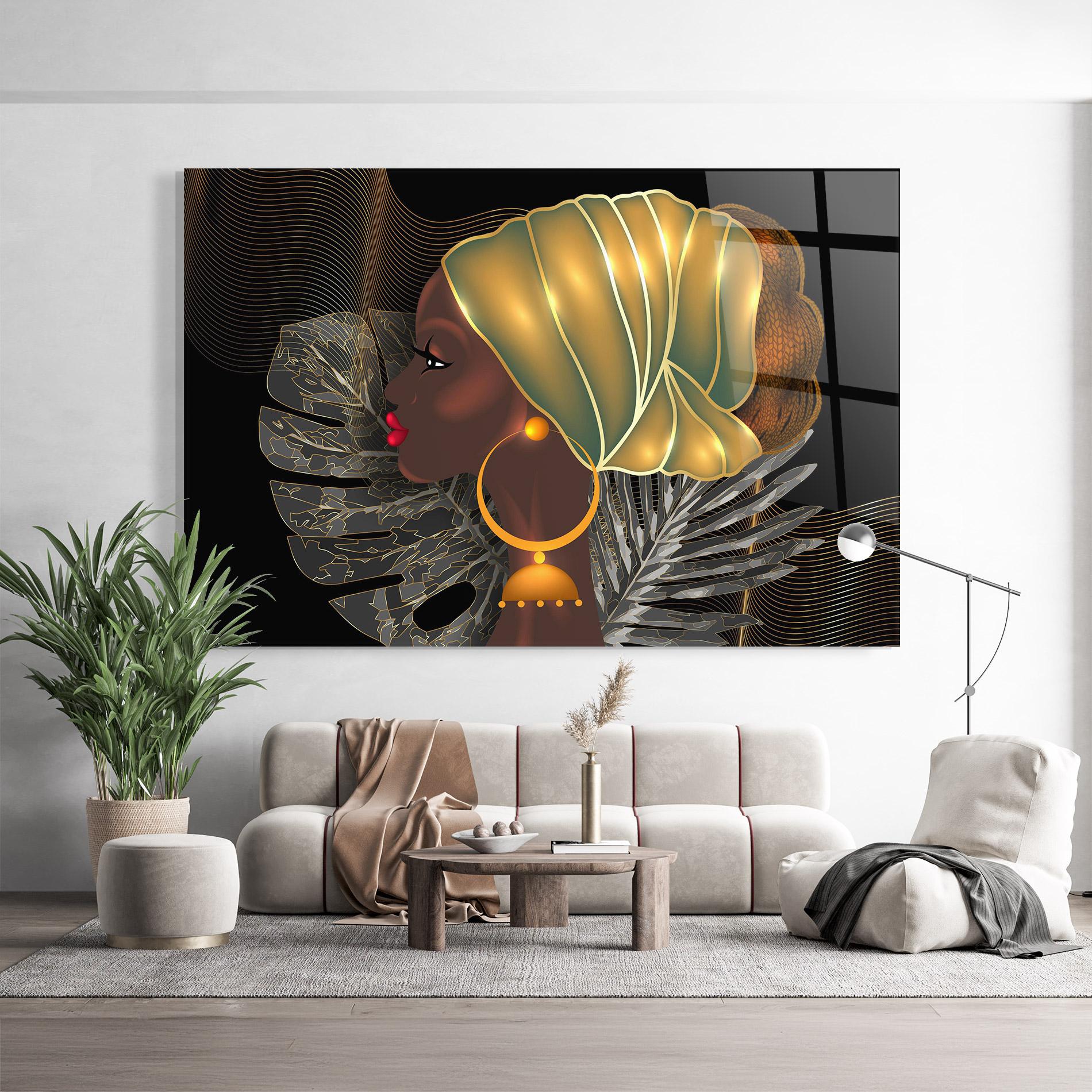 Стъклена картина African Gold Leaf mockup 9