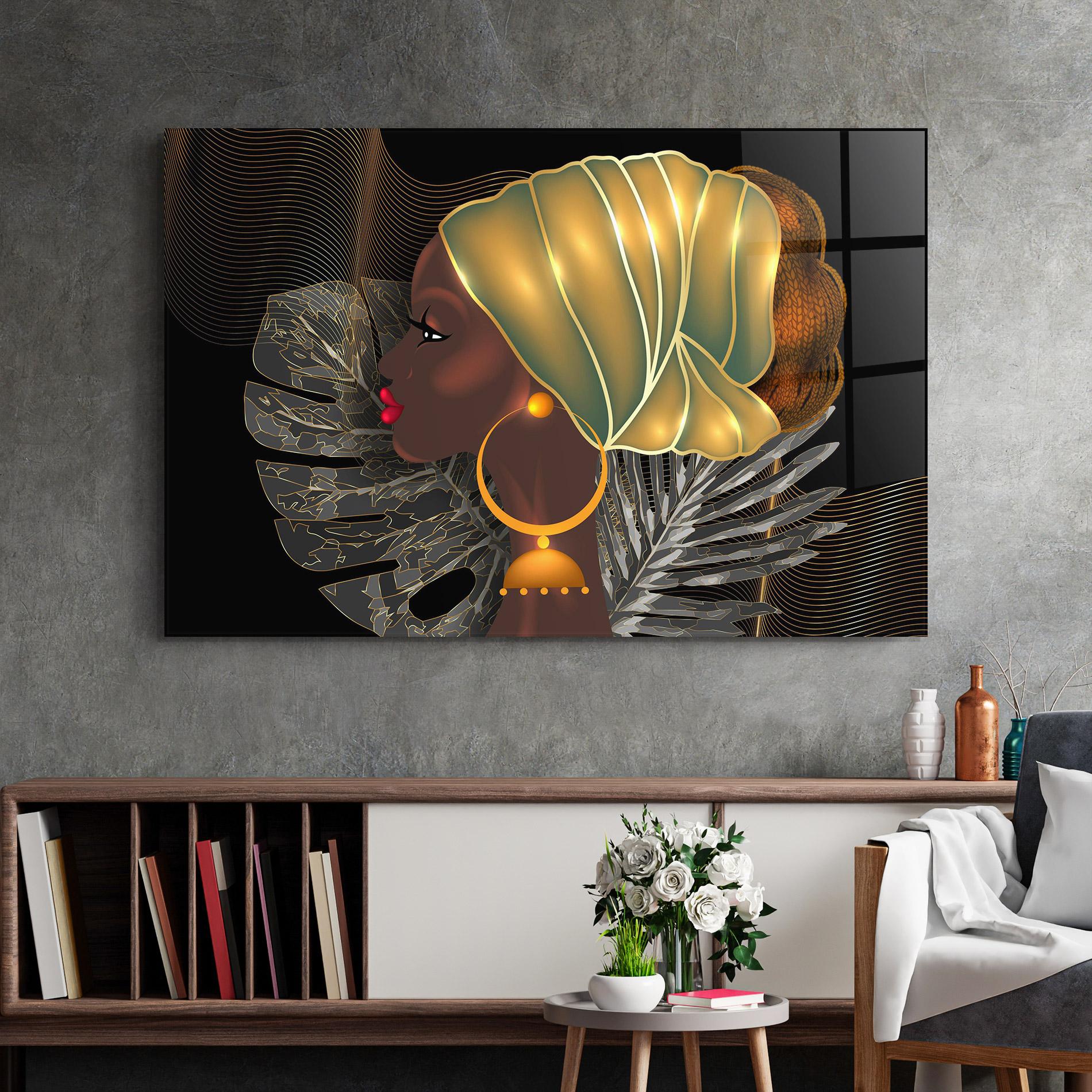 Стъклена картина African Gold Leaf mockup 2