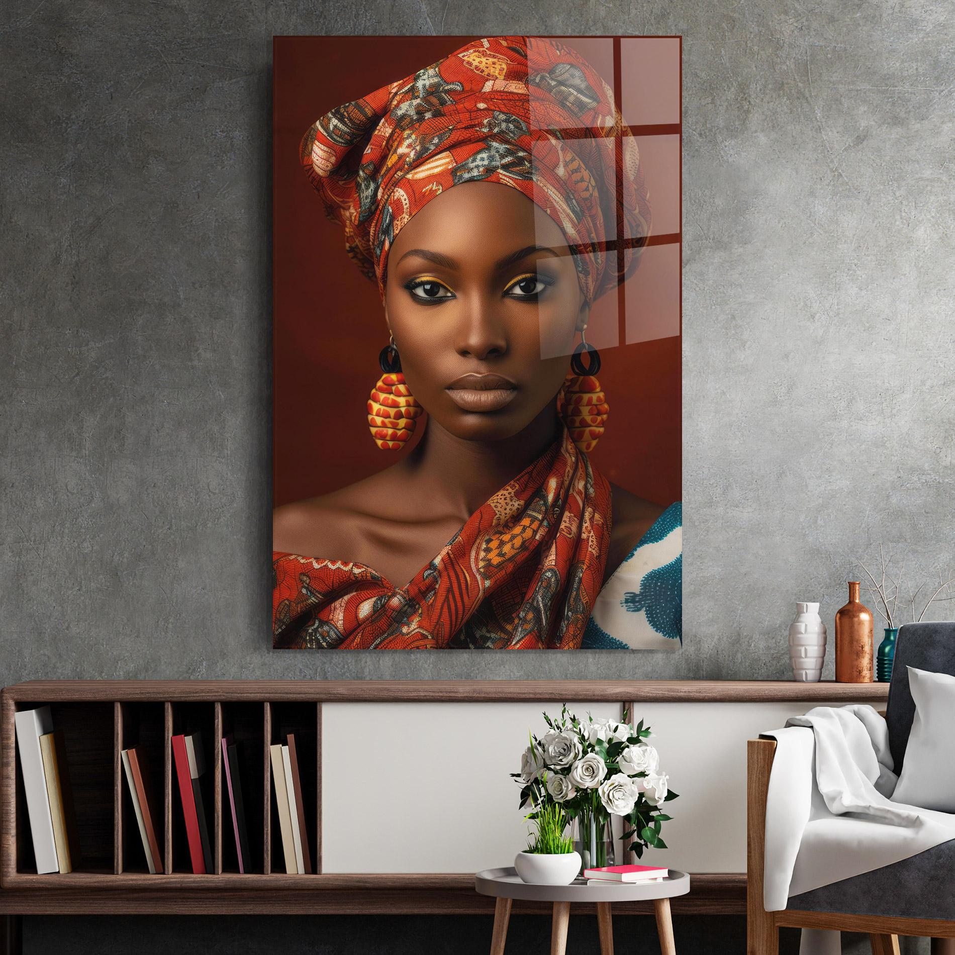 Стъклена картина African Black Eyeliner mockup 2