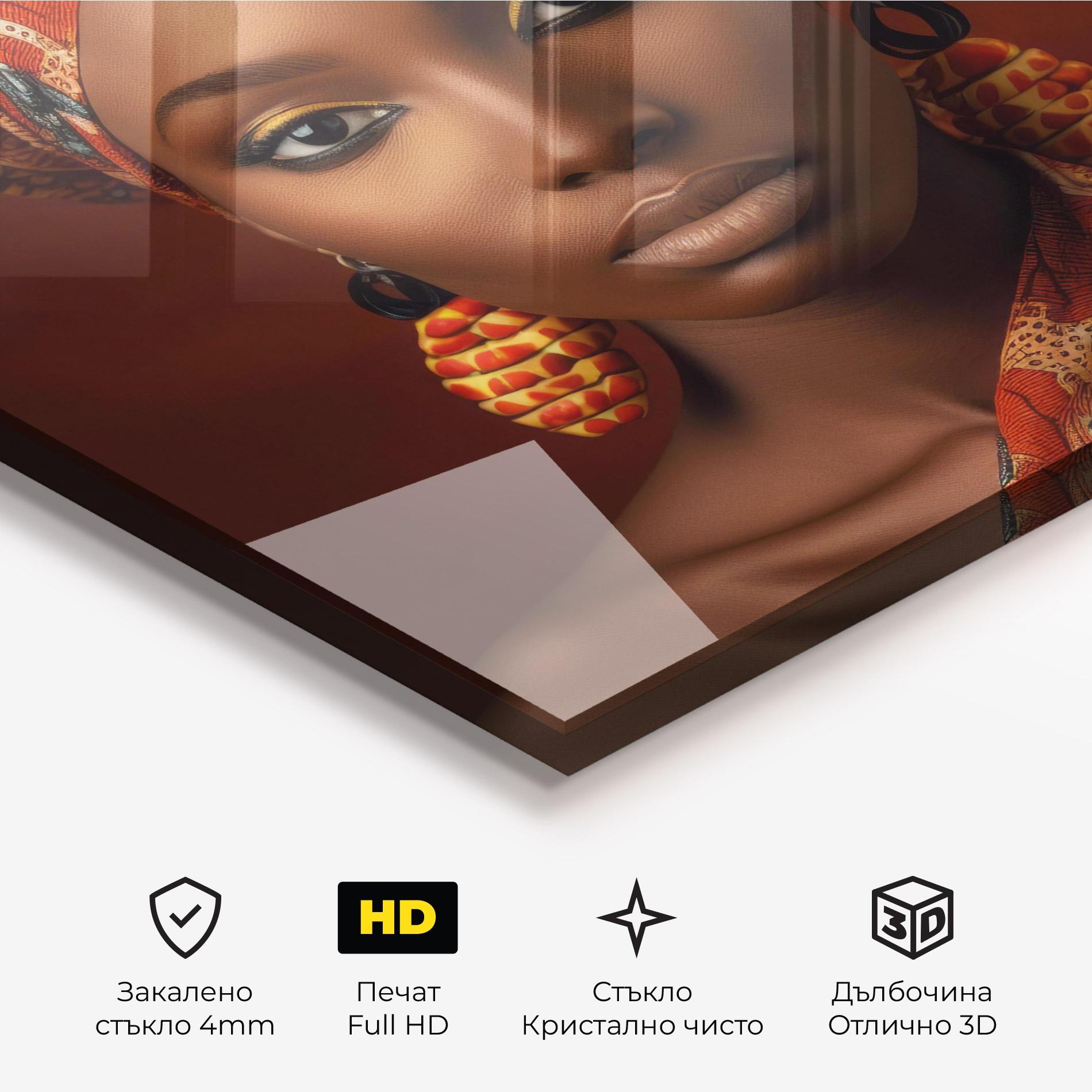 Стъклена картина African Black Eyeliner mockup 3