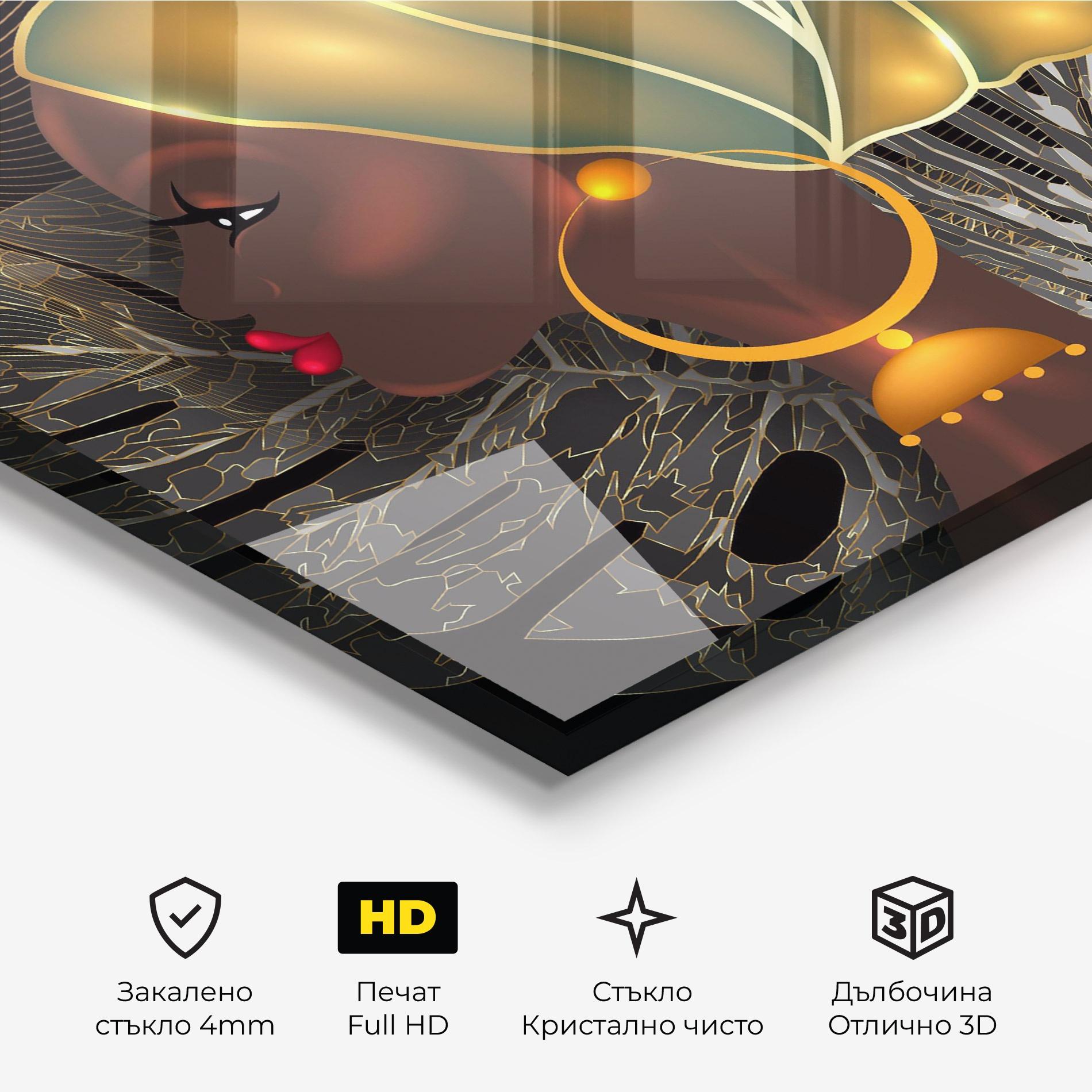 Стъклена картина African Gold Leaf mockup 3