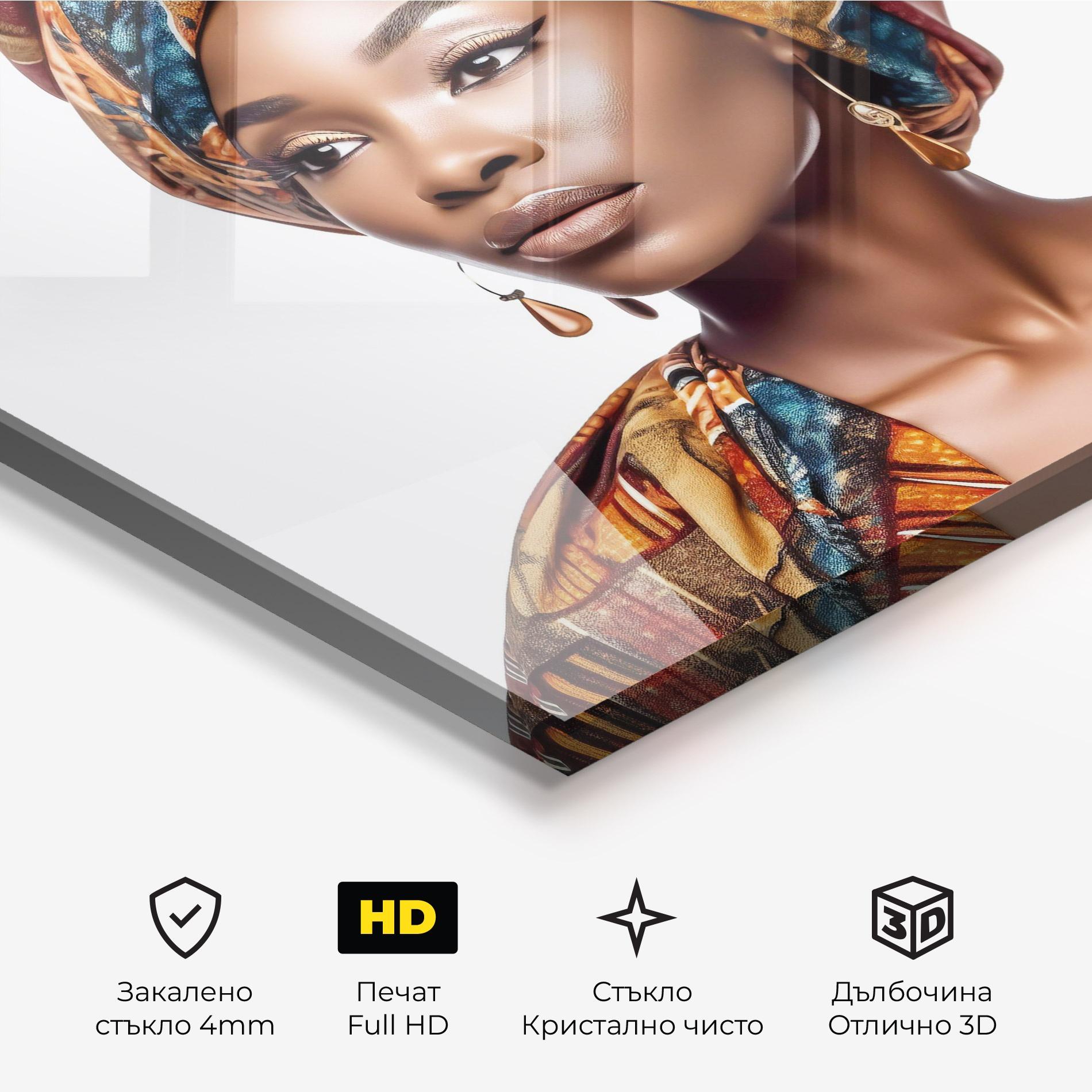 Стъклена картина African Woman Turban mockup 3