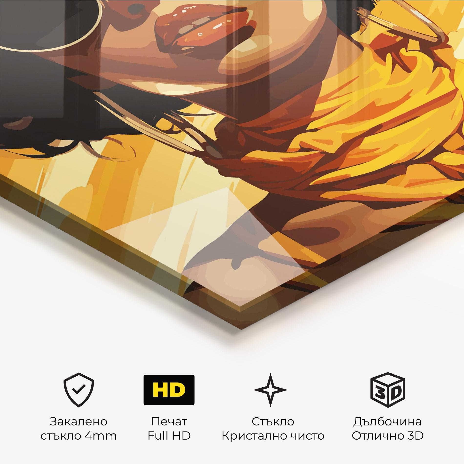 Стъклена картина African Yellow Woman mockup 3