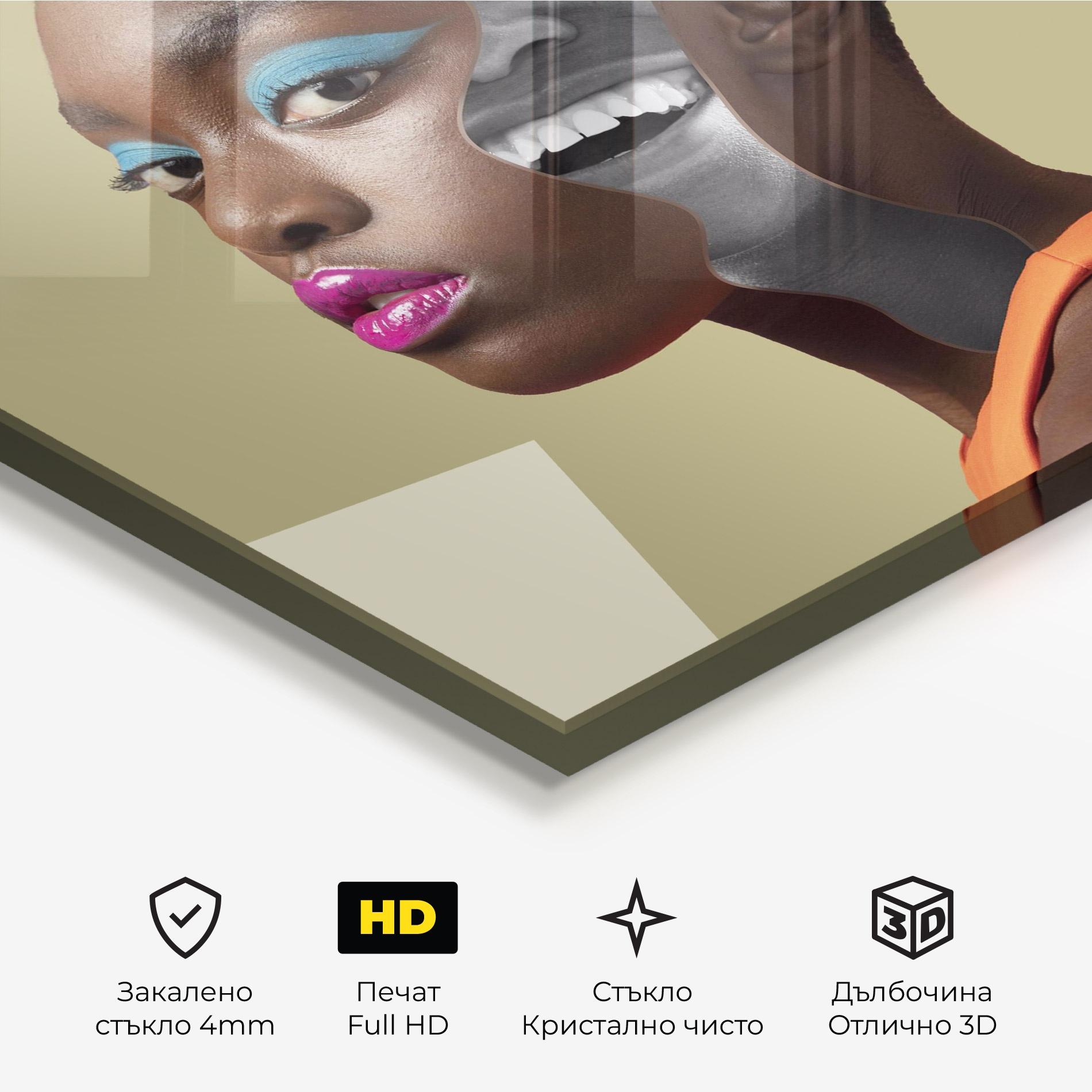 Стъклена картина American Woman Collage mockup 3