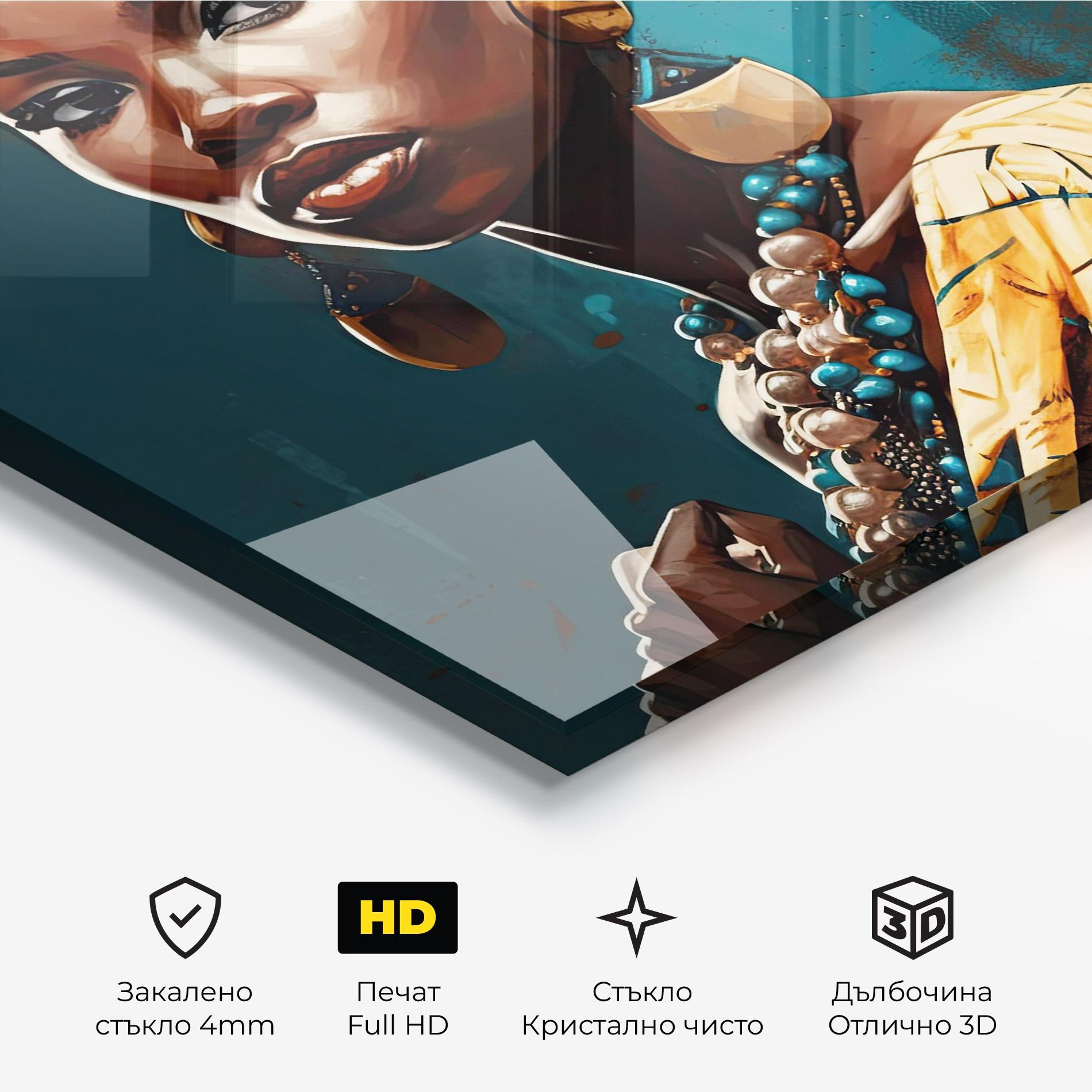 Стъклена картина Azure Chic Woman mockup 3
