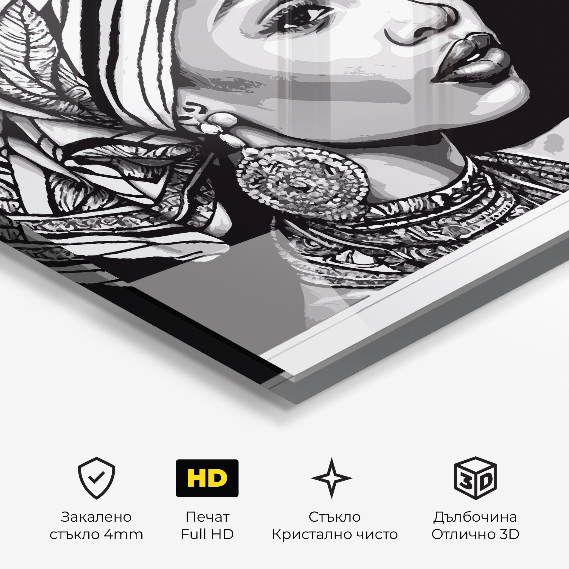Стъклена картина Beautiful African Lady mockup 3
