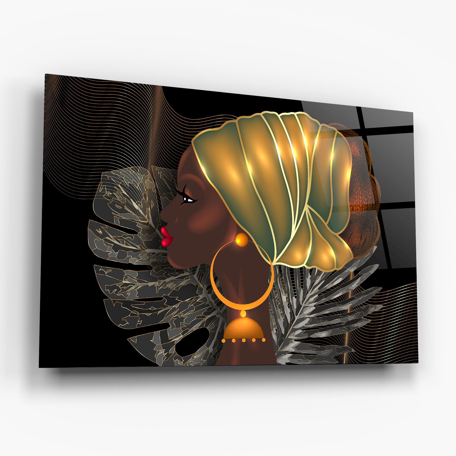 Стъклена картина African Gold Leaf mockup 6