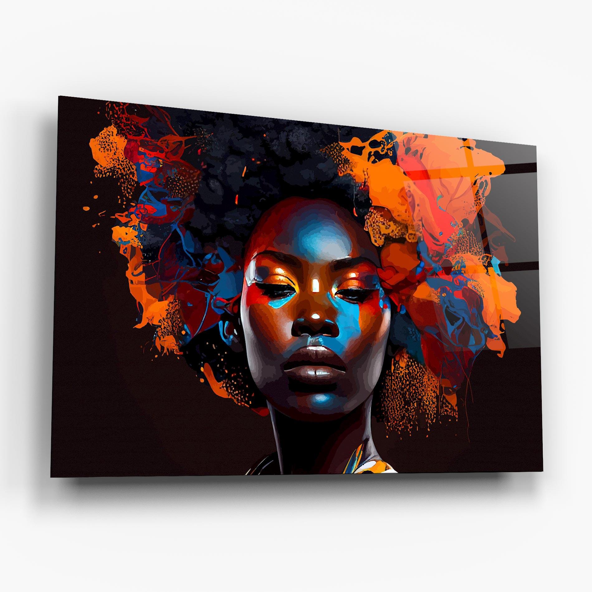 Стъклена картина Africat Yellow Hair mockup 6