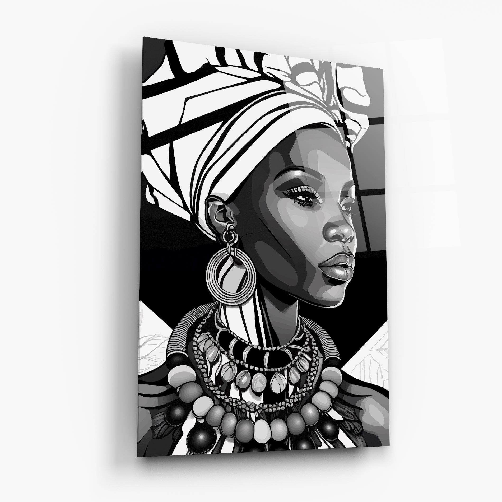 Стъклена картина Black White African mockup 6