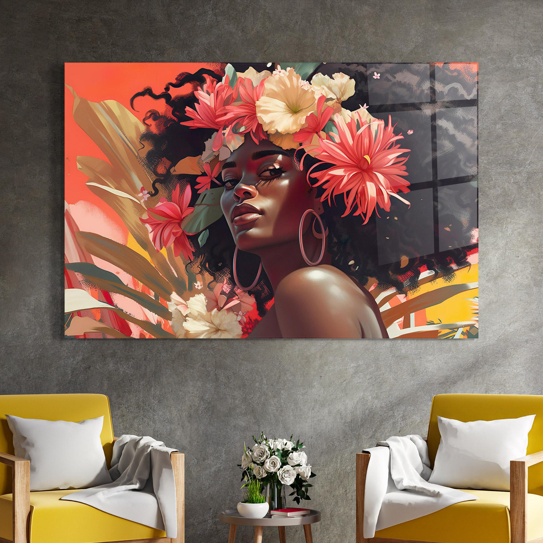Стъклена картина African Flower Woman mockup 4