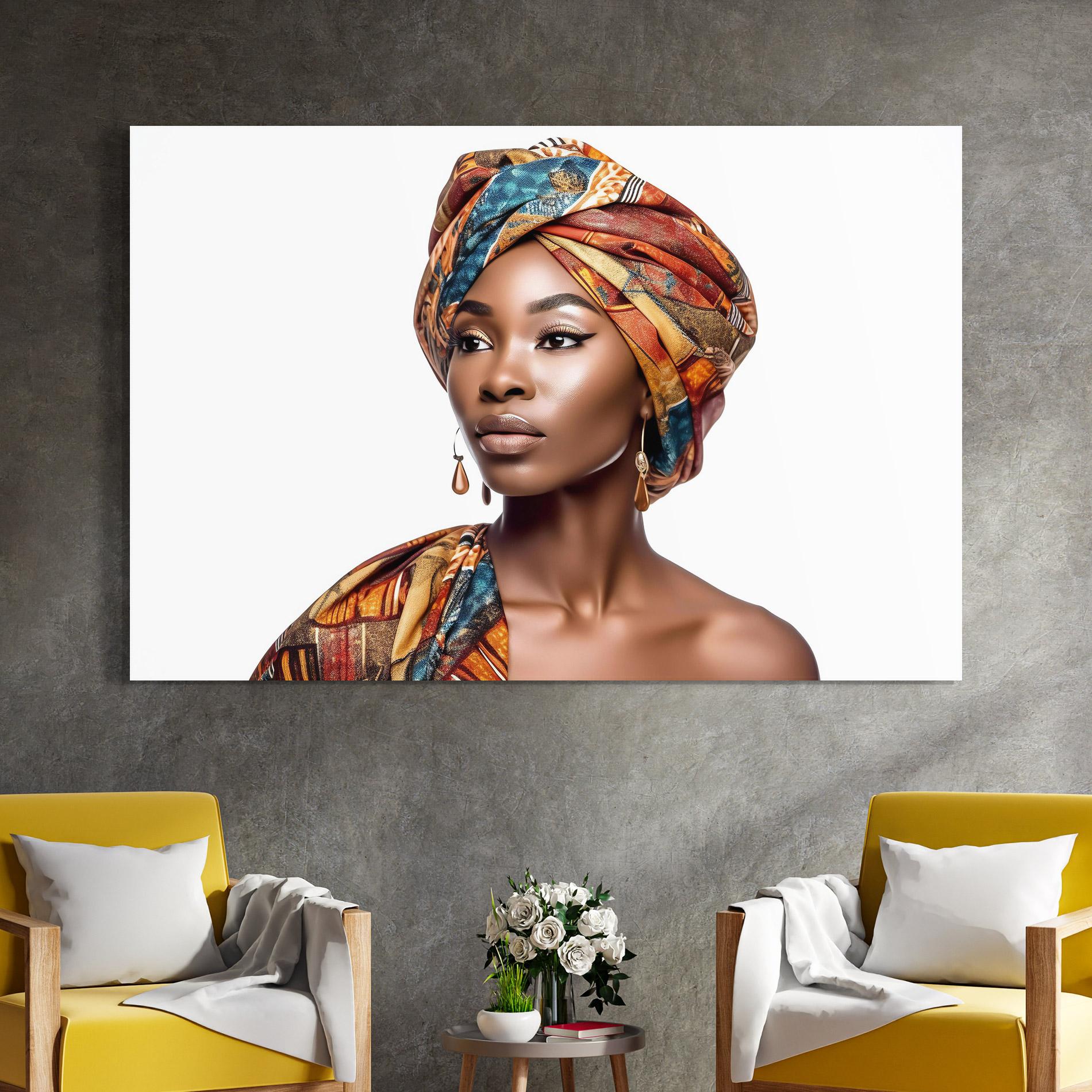 Стъклена картина African Woman Turban mockup 4