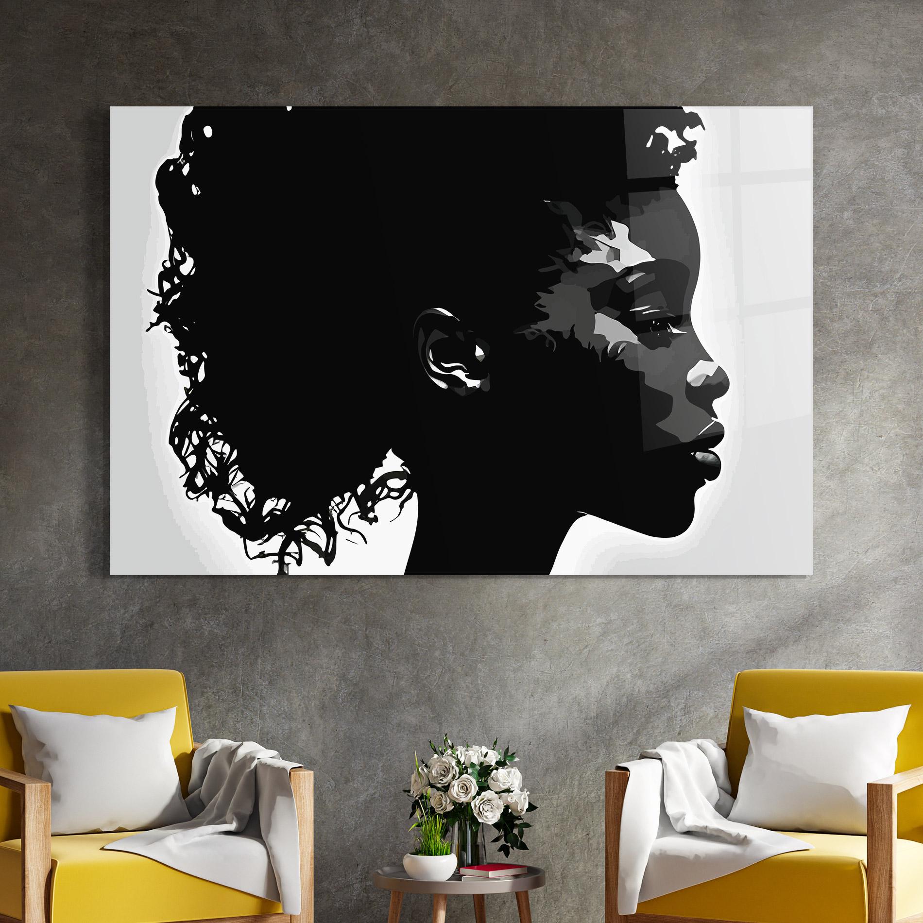 Стъклена картина Black African Woman mockup 4