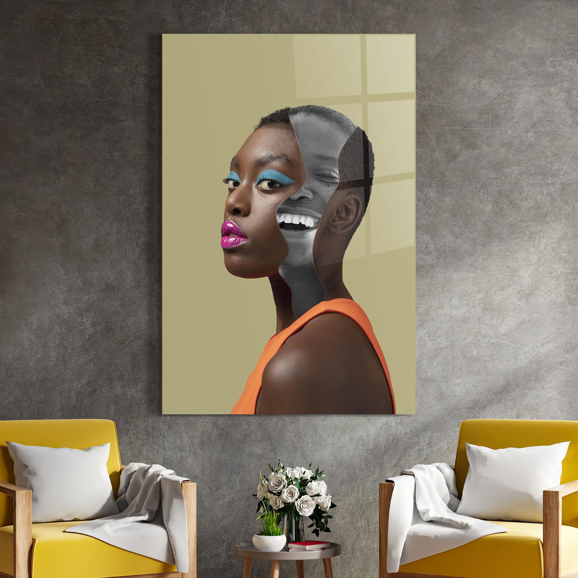 Стъклена картина American Woman Collage mockup 4