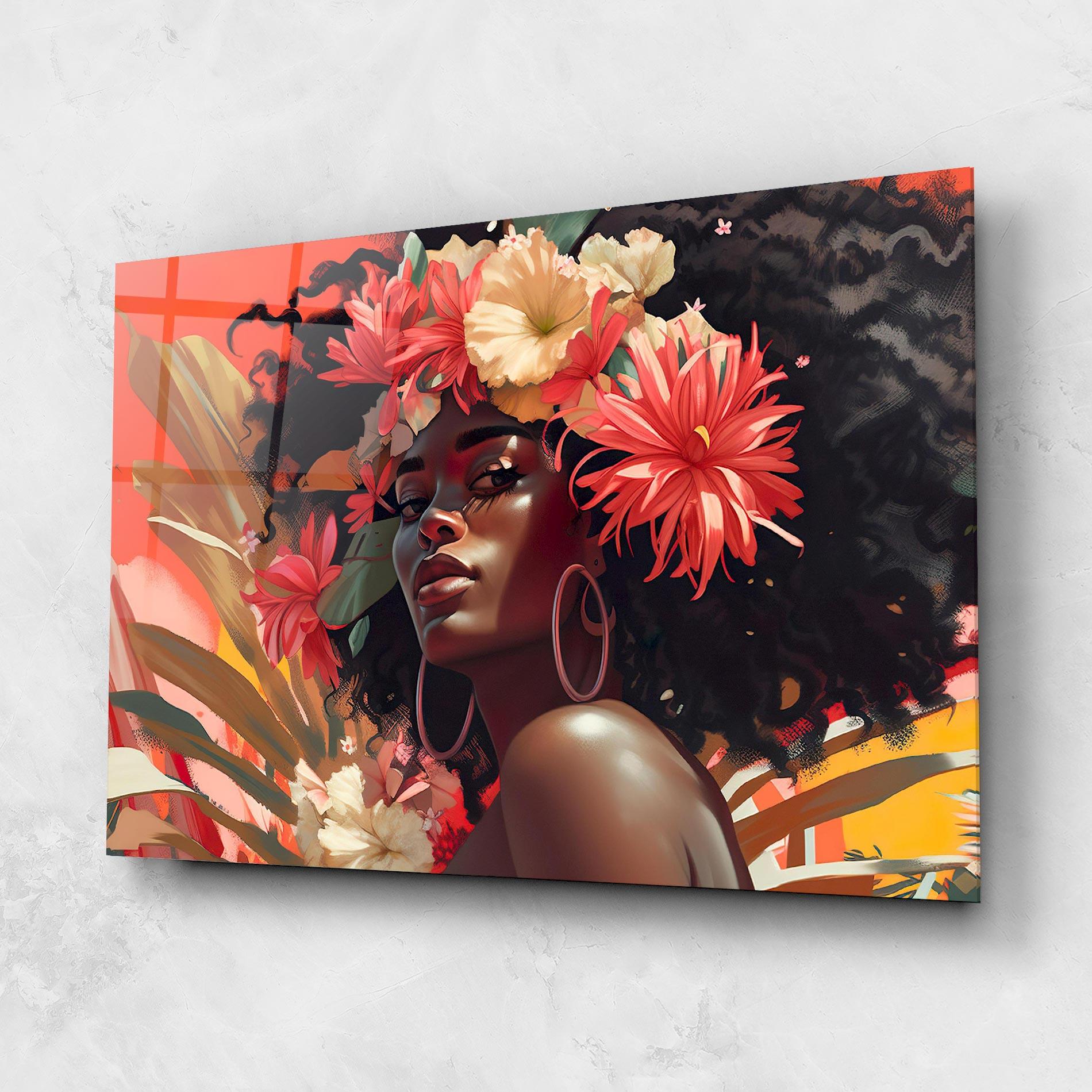 Стъклена картина African Flower Woman mockup 1