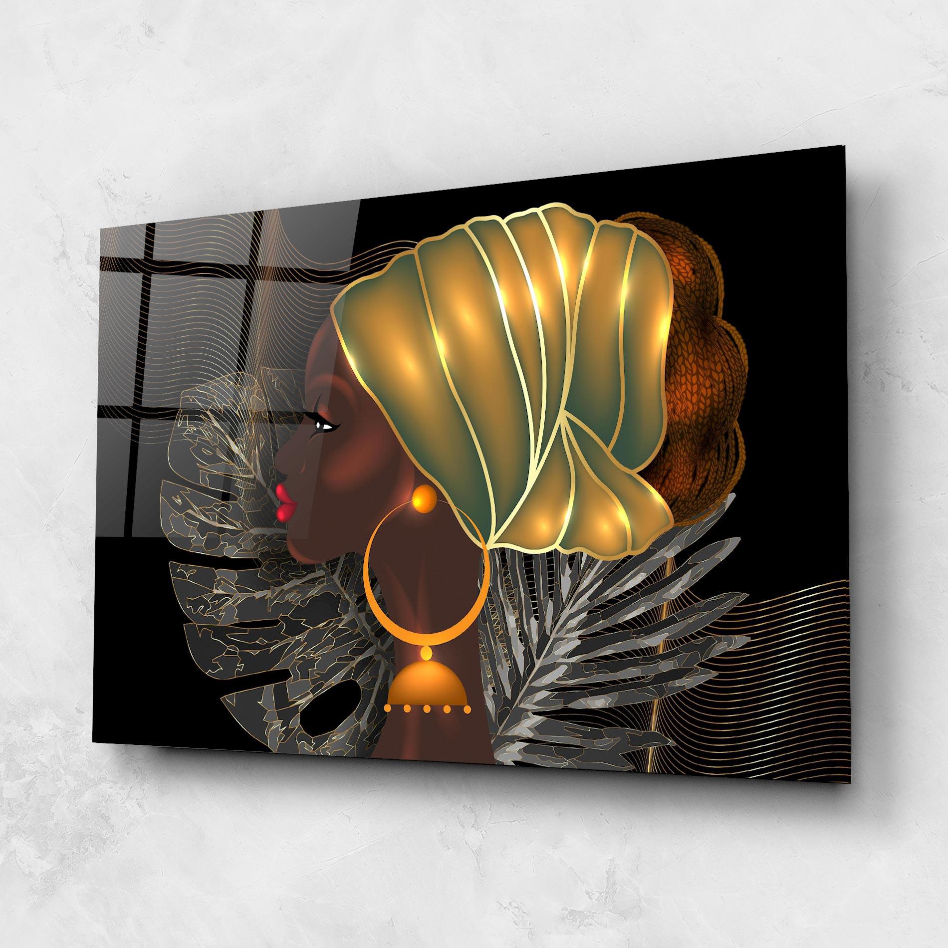 Стъклена картина African Gold Leaf mockup 1