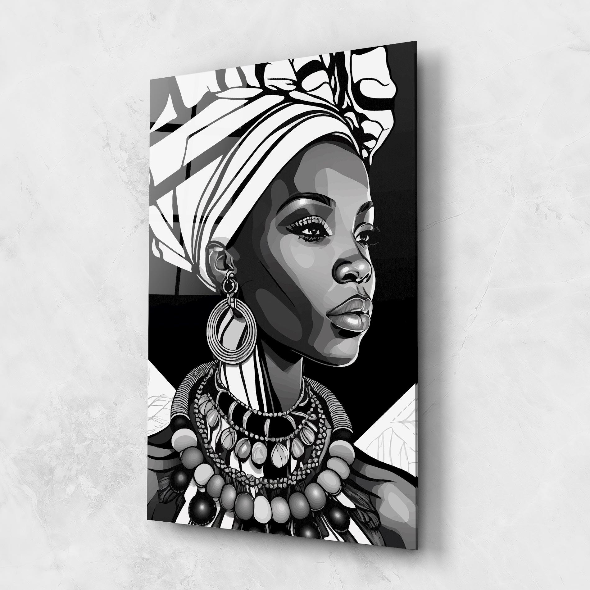 Стъклена картина Black White African mockup 1