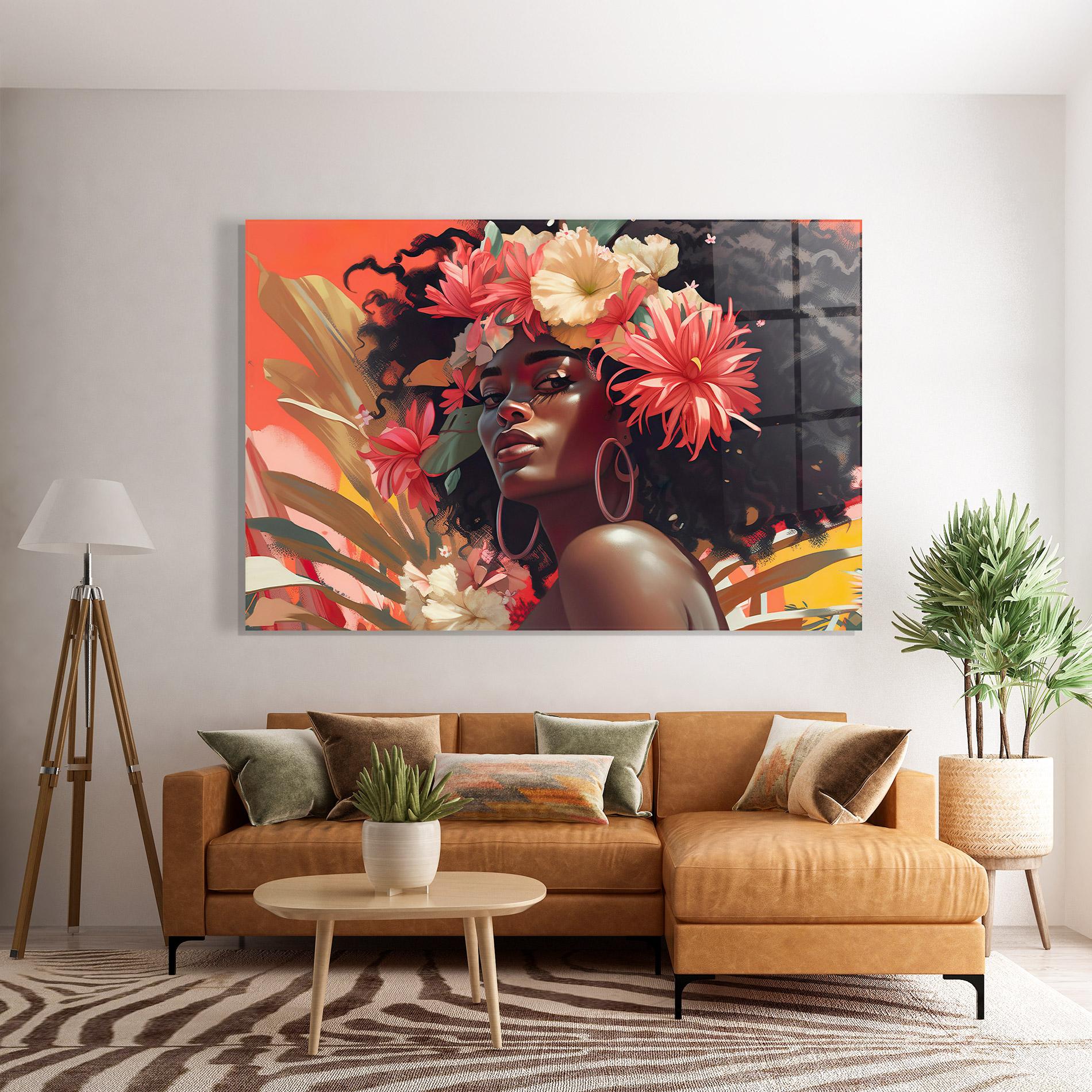 Стъклена картина African Flower Woman mockup 7