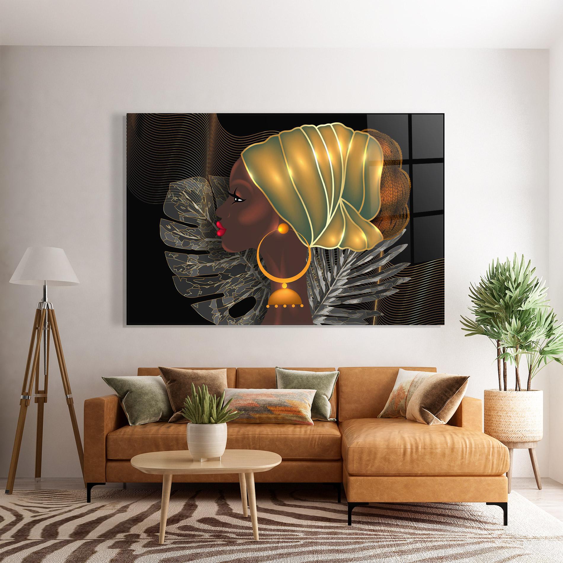 Стъклена картина African Gold Leaf mockup 7