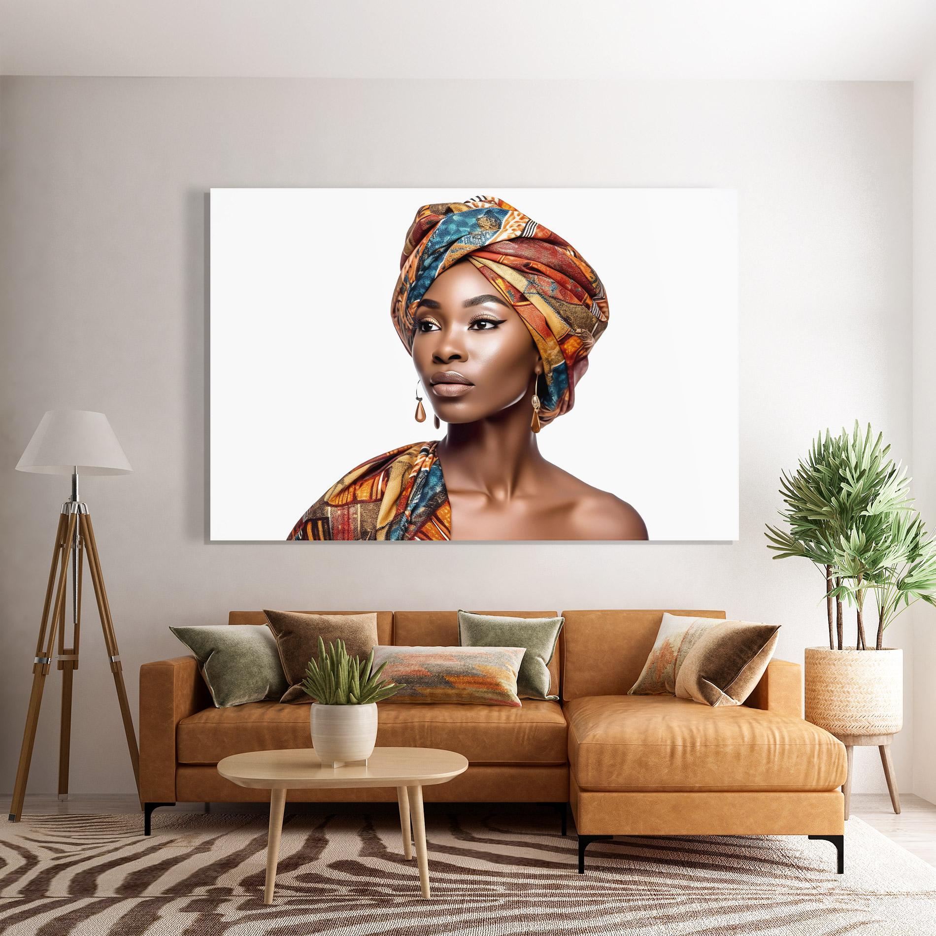 Стъклена картина African Woman Turban mockup 7