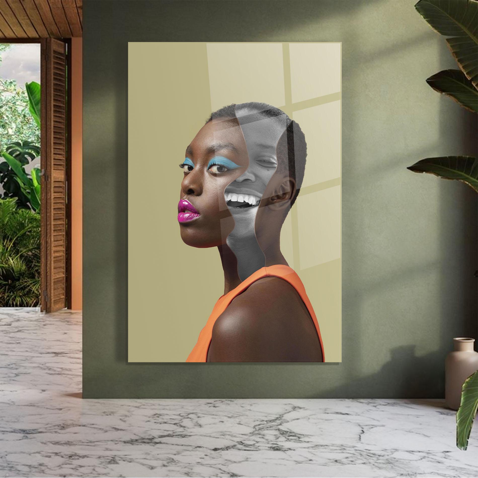 Стъклена картина American Woman Collage mockup 7