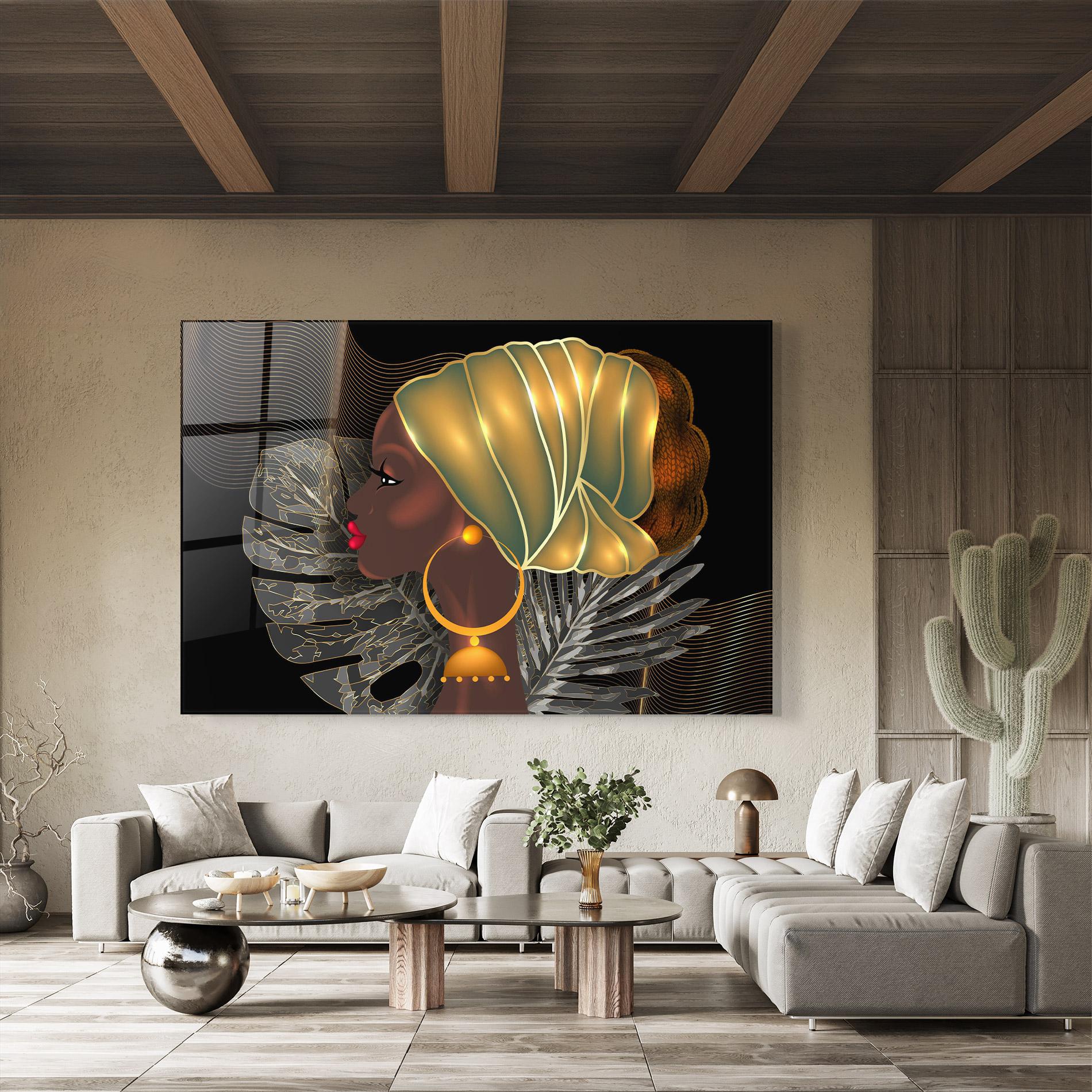 Стъклена картина African Gold Leaf mockup 8