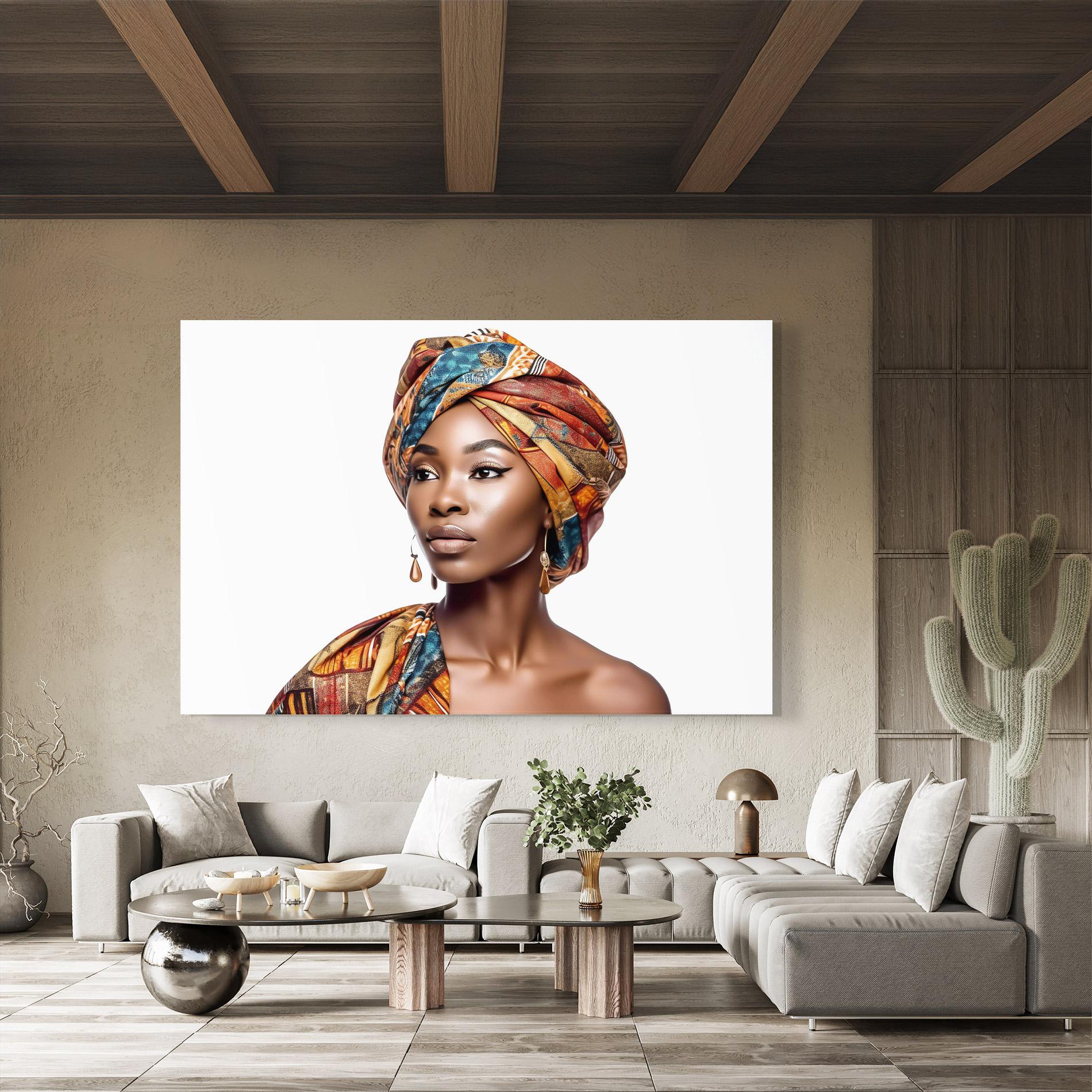 Стъклена картина African Woman Turban mockup 8