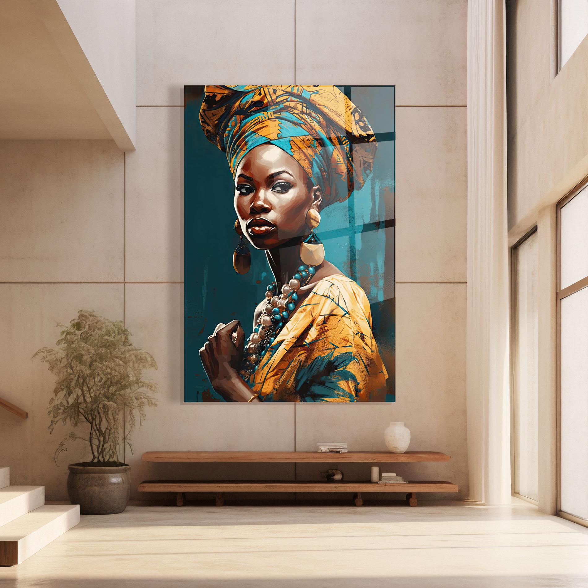 Стъклена картина Azure Chic Woman mockup 8