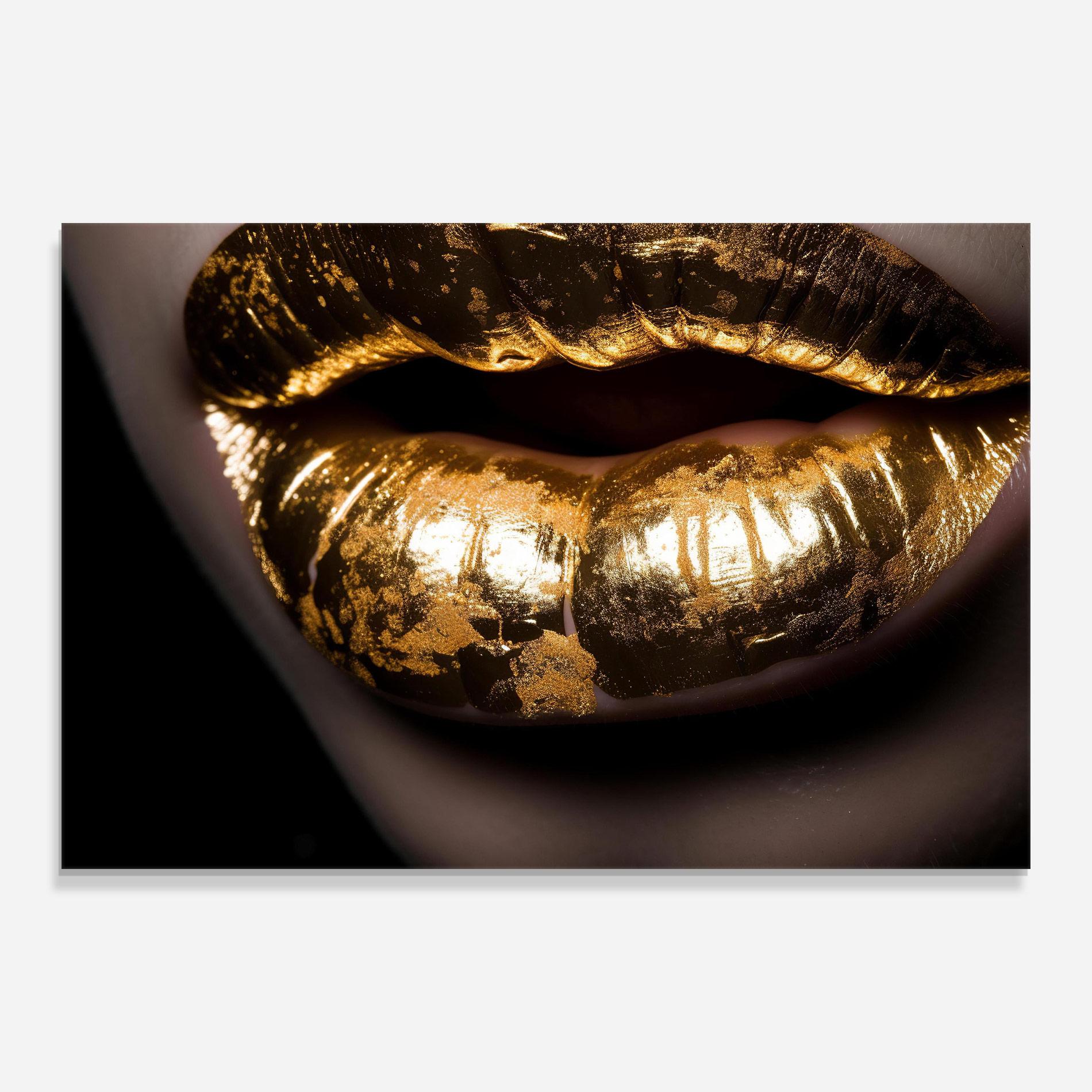 Стъклена картина Big Gold Lips mockup 0