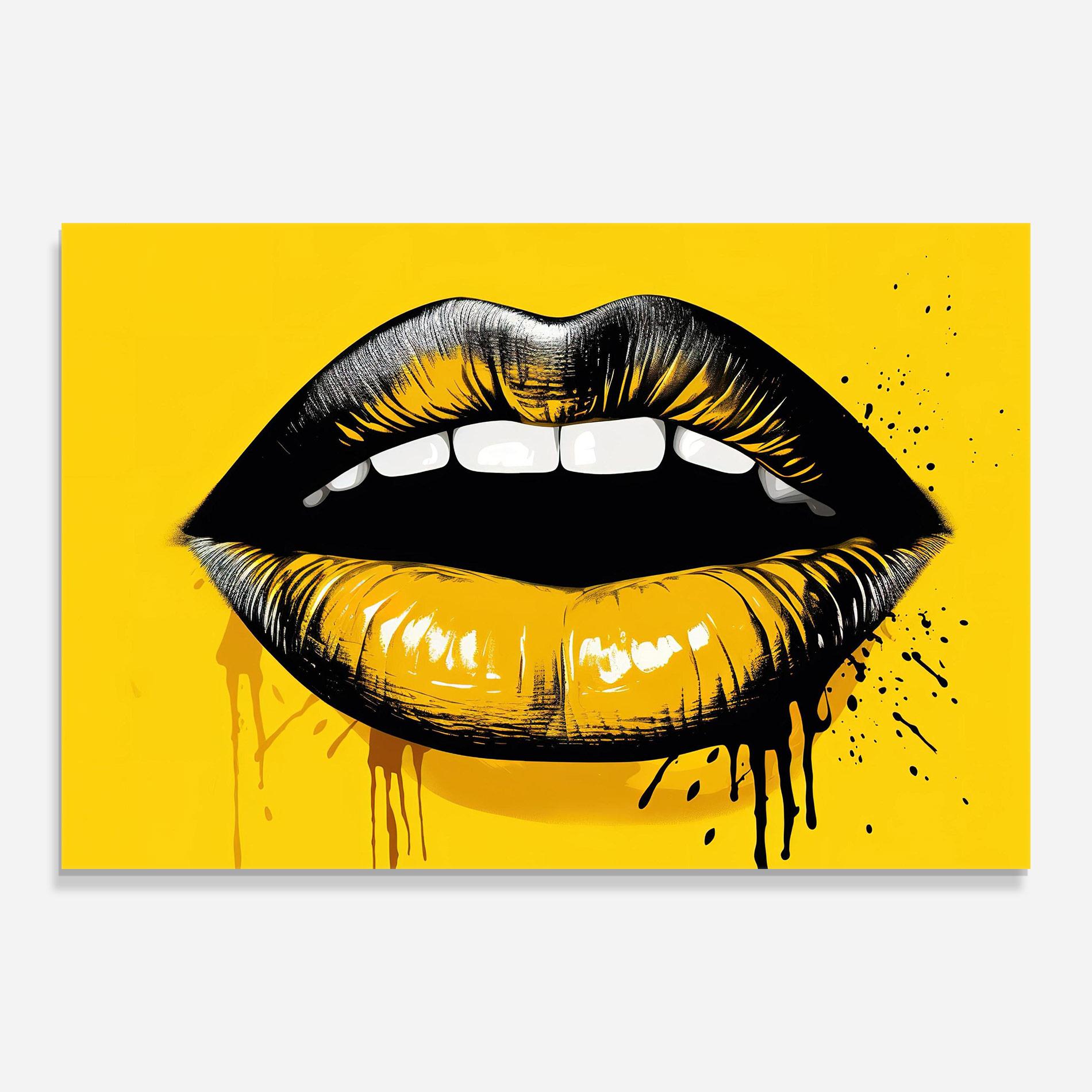 Стъклена картина Black Yellow Lips mockup 0