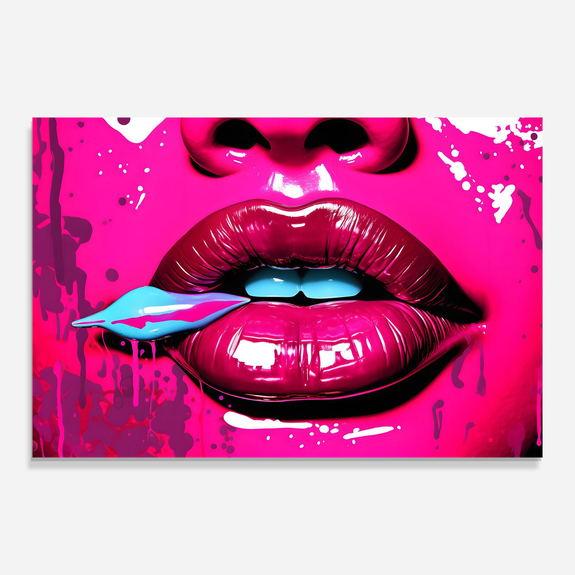 Стъклена картина Dark Pink Lips Art mockup 0