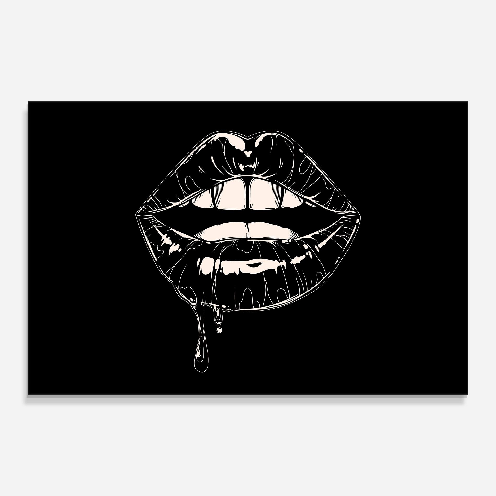Стъклена картина Open Lips On Black mockup 0