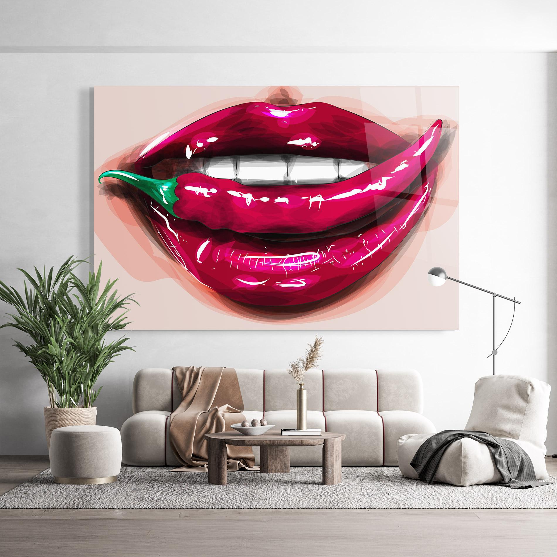 Стъклена картина Chilli Lips mockup 9