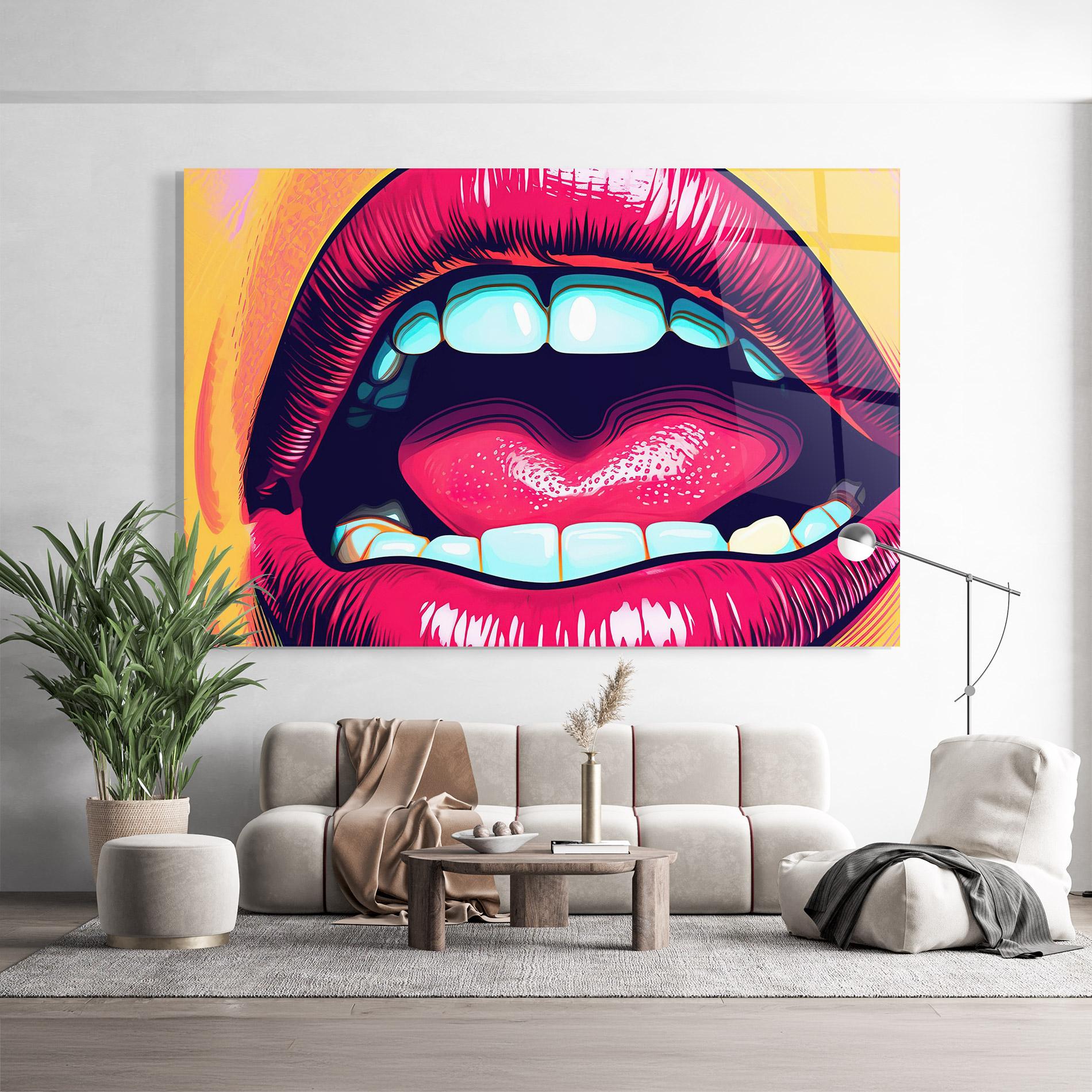 Стъклена картина Lips Pop Art mockup 9