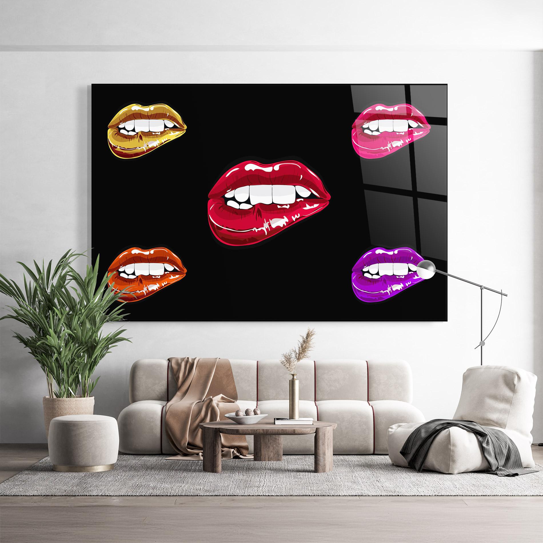 Стъклена картина Mix Color Lips mockup 9