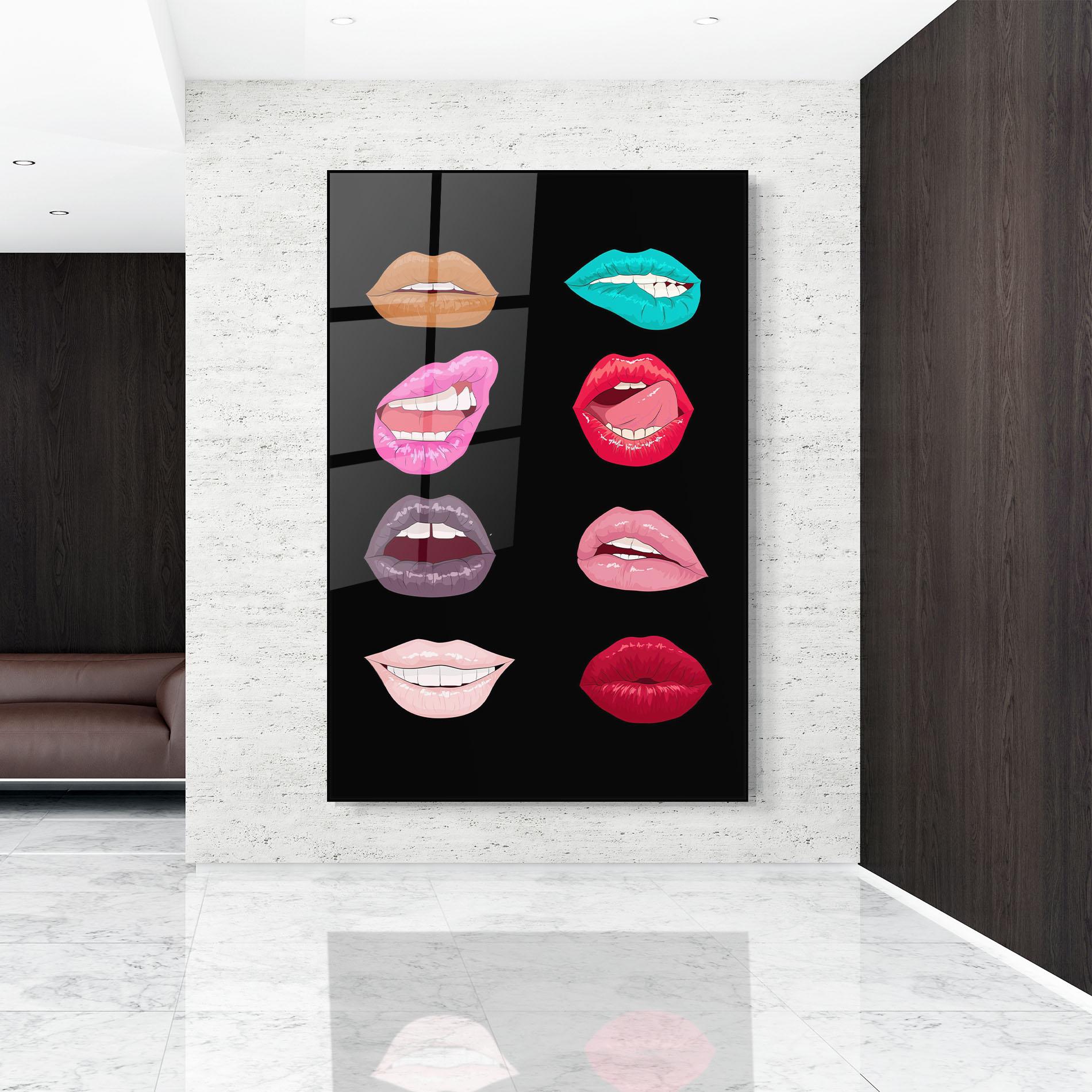 Стъклена картина Colorful Lips mockup 9