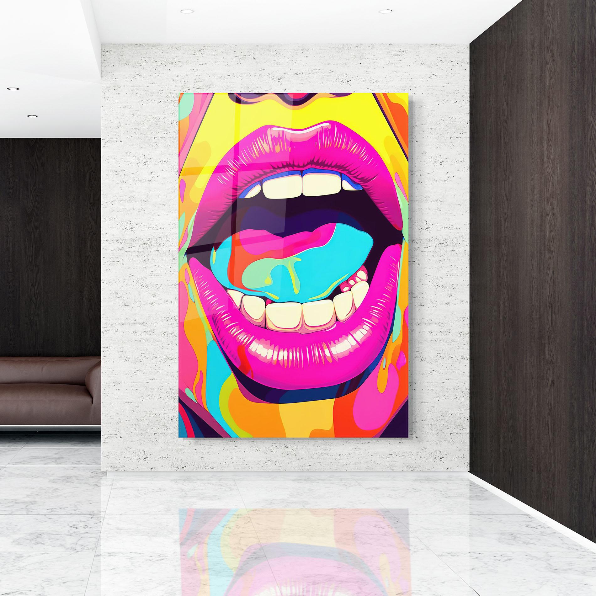 Стъклена картина Pop Art Mouth mockup 9