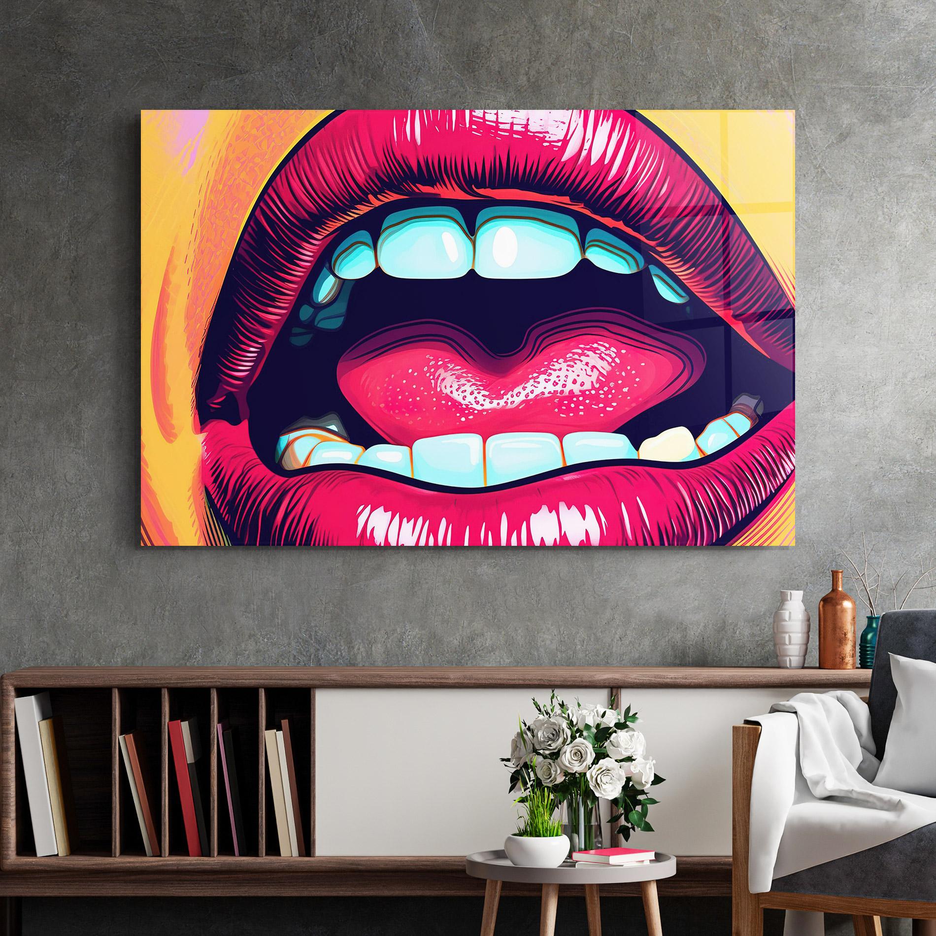 Стъклена картина Lips Pop Art mockup 2