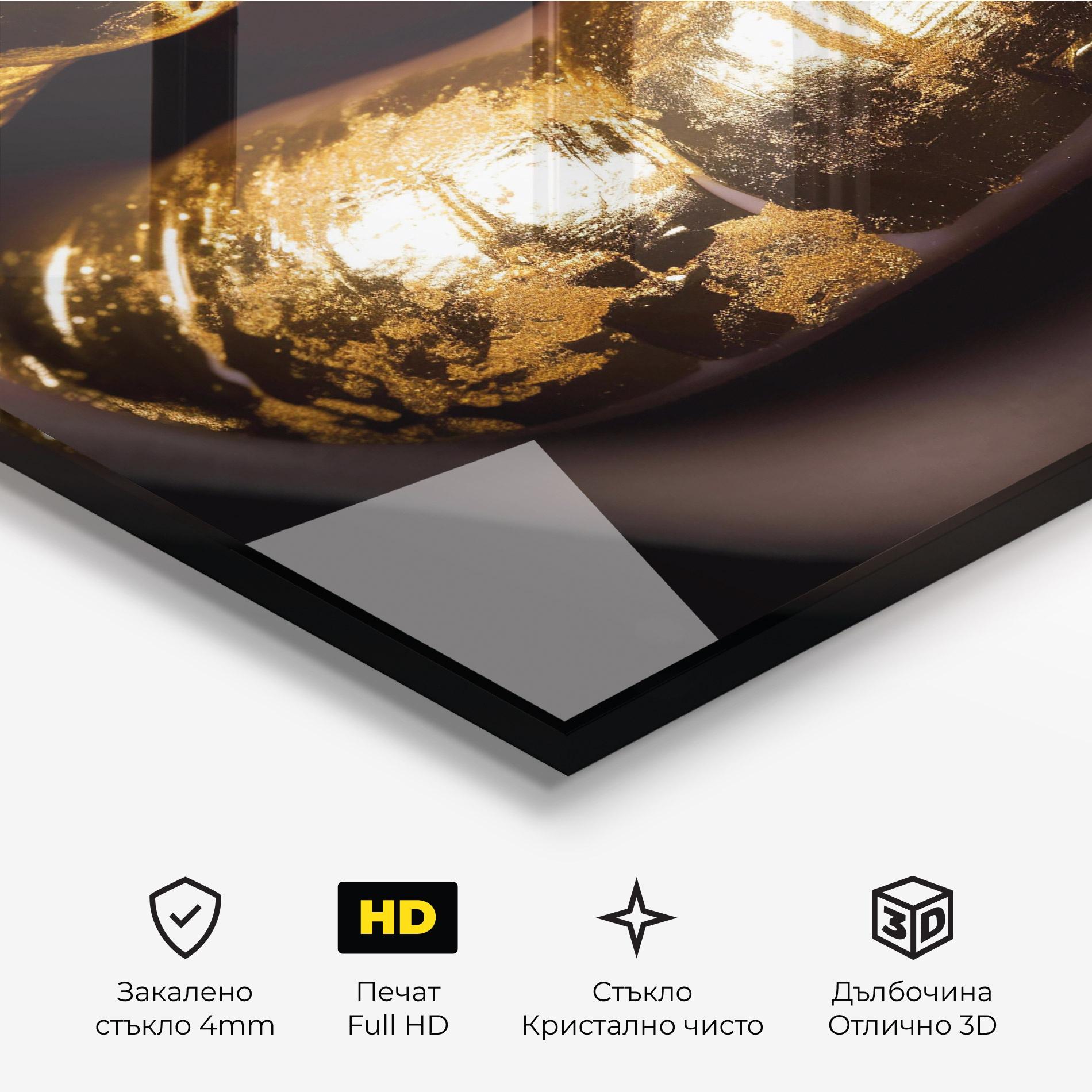 Стъклена картина Big Gold Lips mockup 3