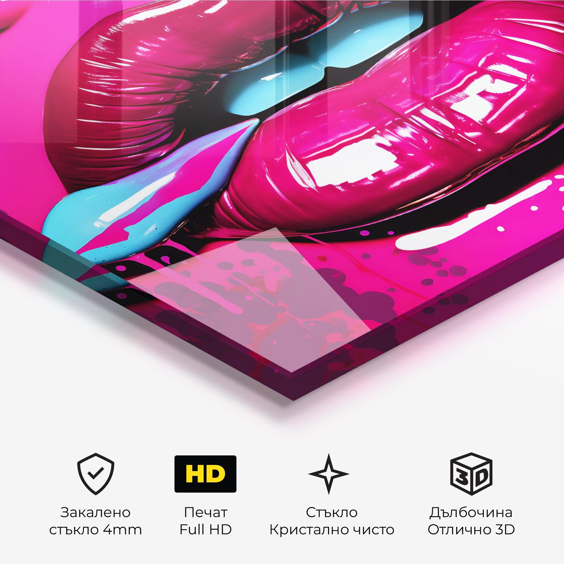 Стъклена картина Dark Pink Lips Art mockup 3