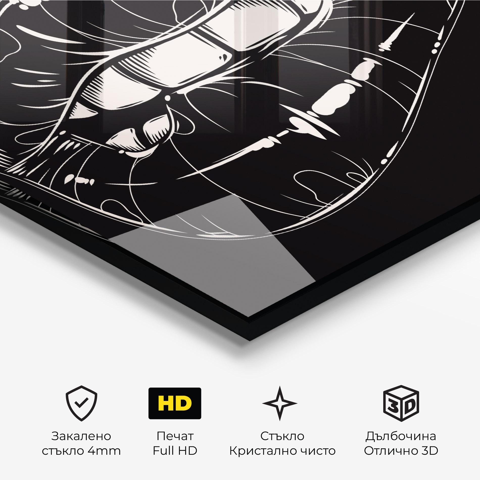 Стъклена картина Lips On Black Art mockup 3