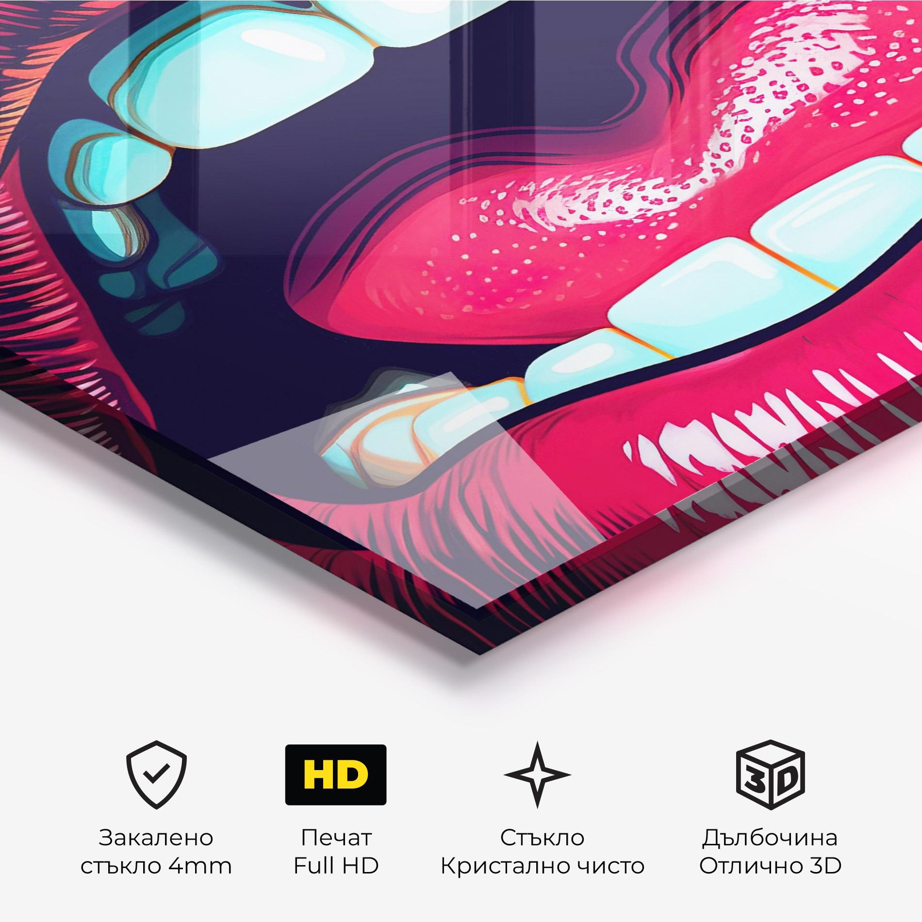 Стъклена картина Lips Pop Art mockup 3
