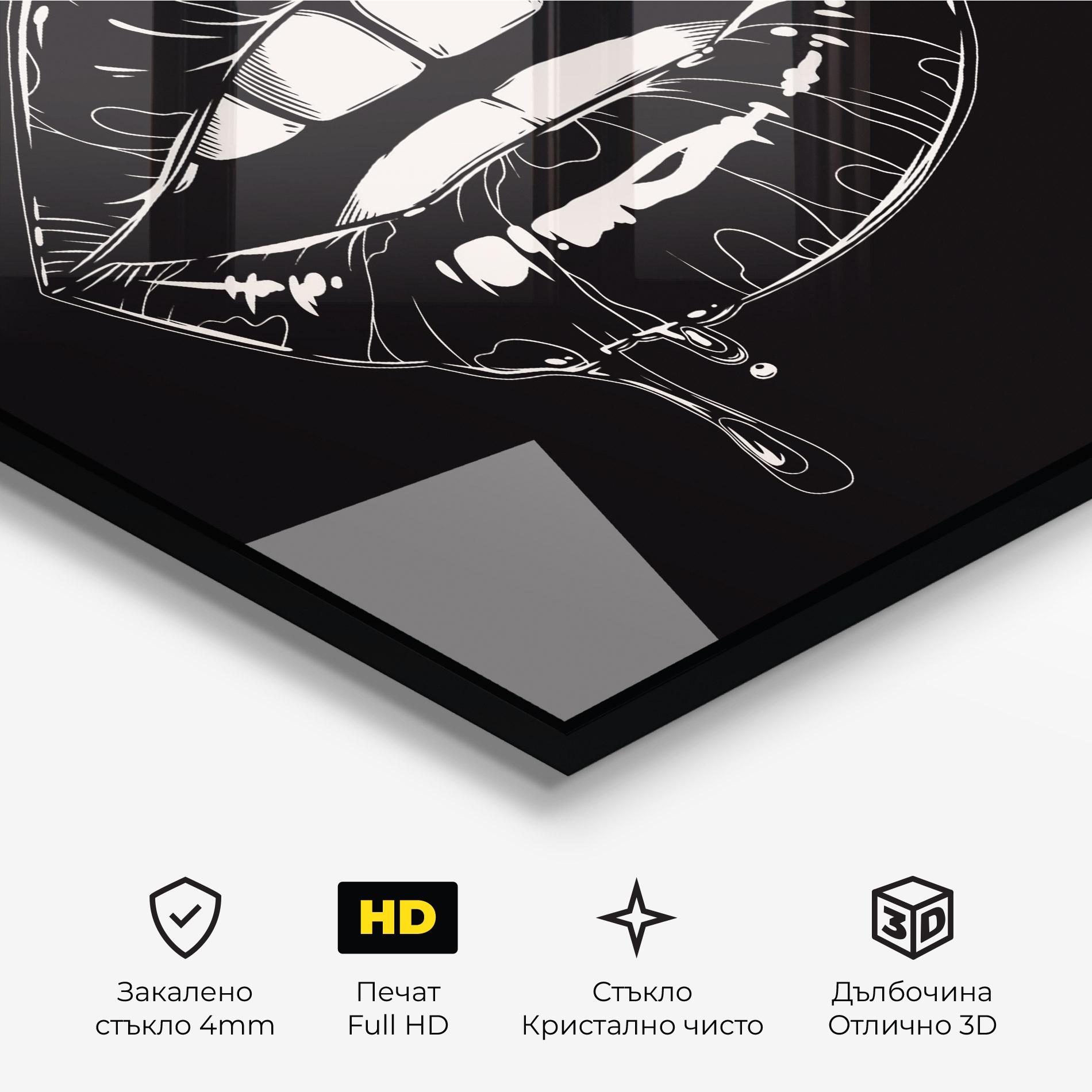 Стъклена картина Open Lips On Black mockup 3