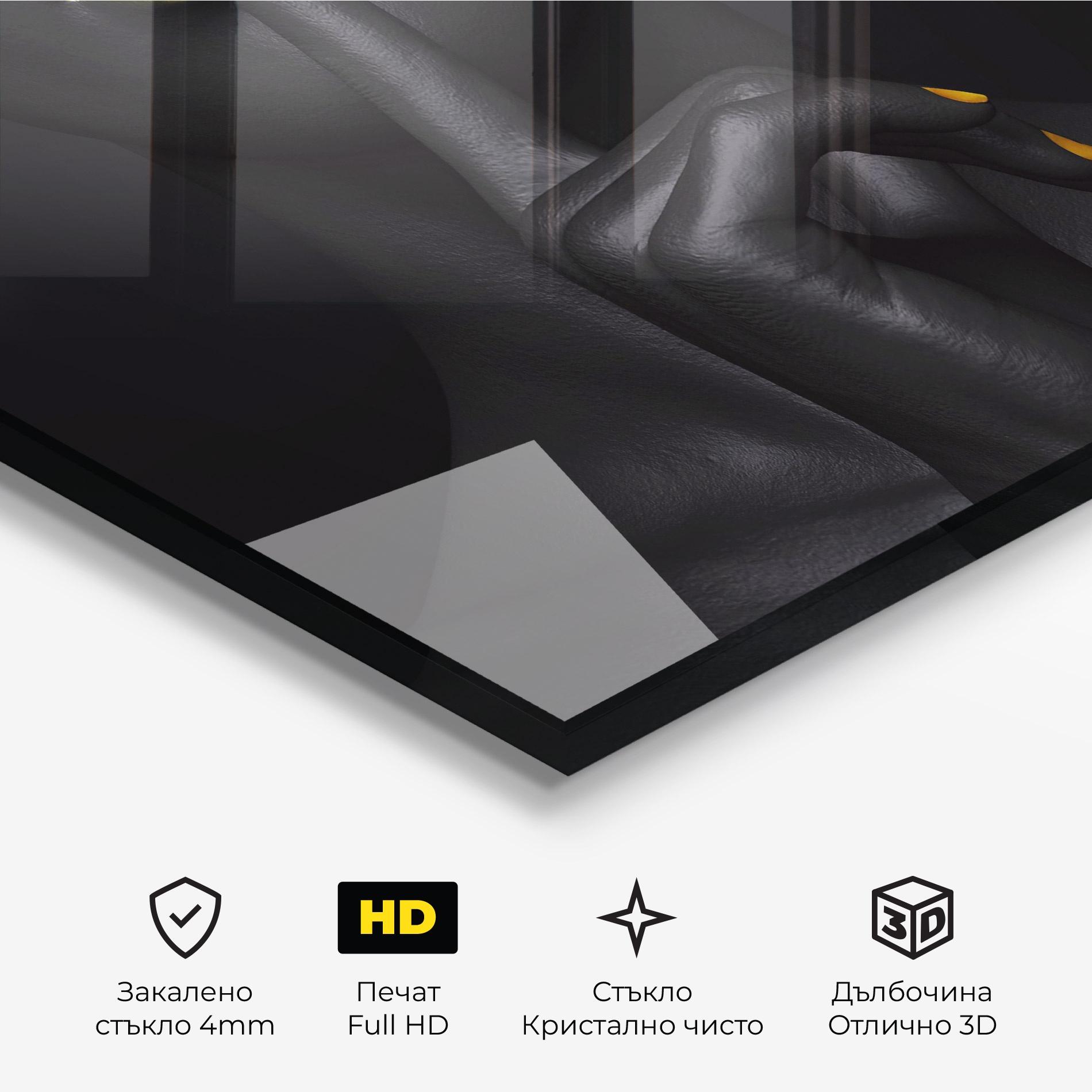 Стъклена картина Silence Lips Portrait mockup 3