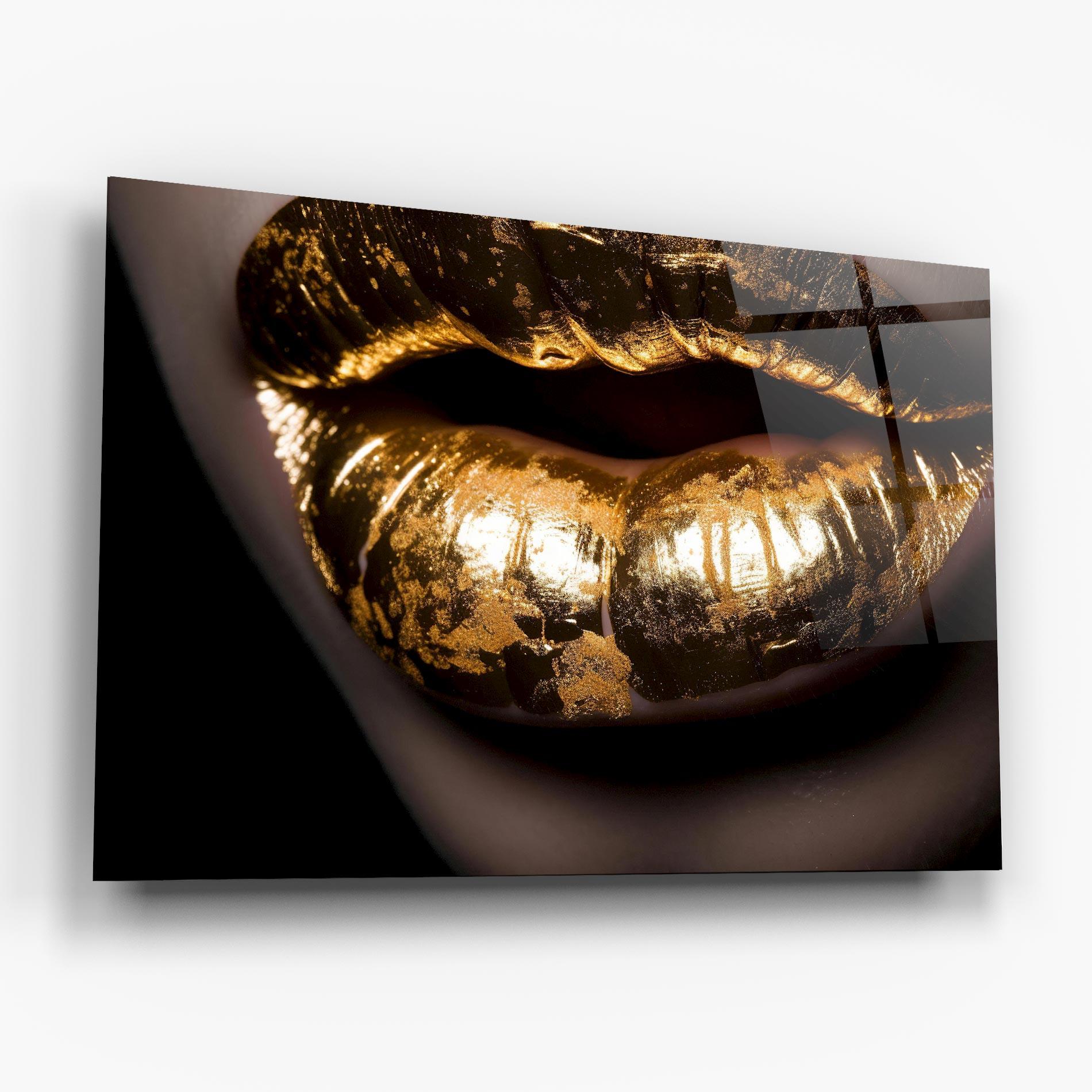 Стъклена картина Big Gold Lips mockup 6