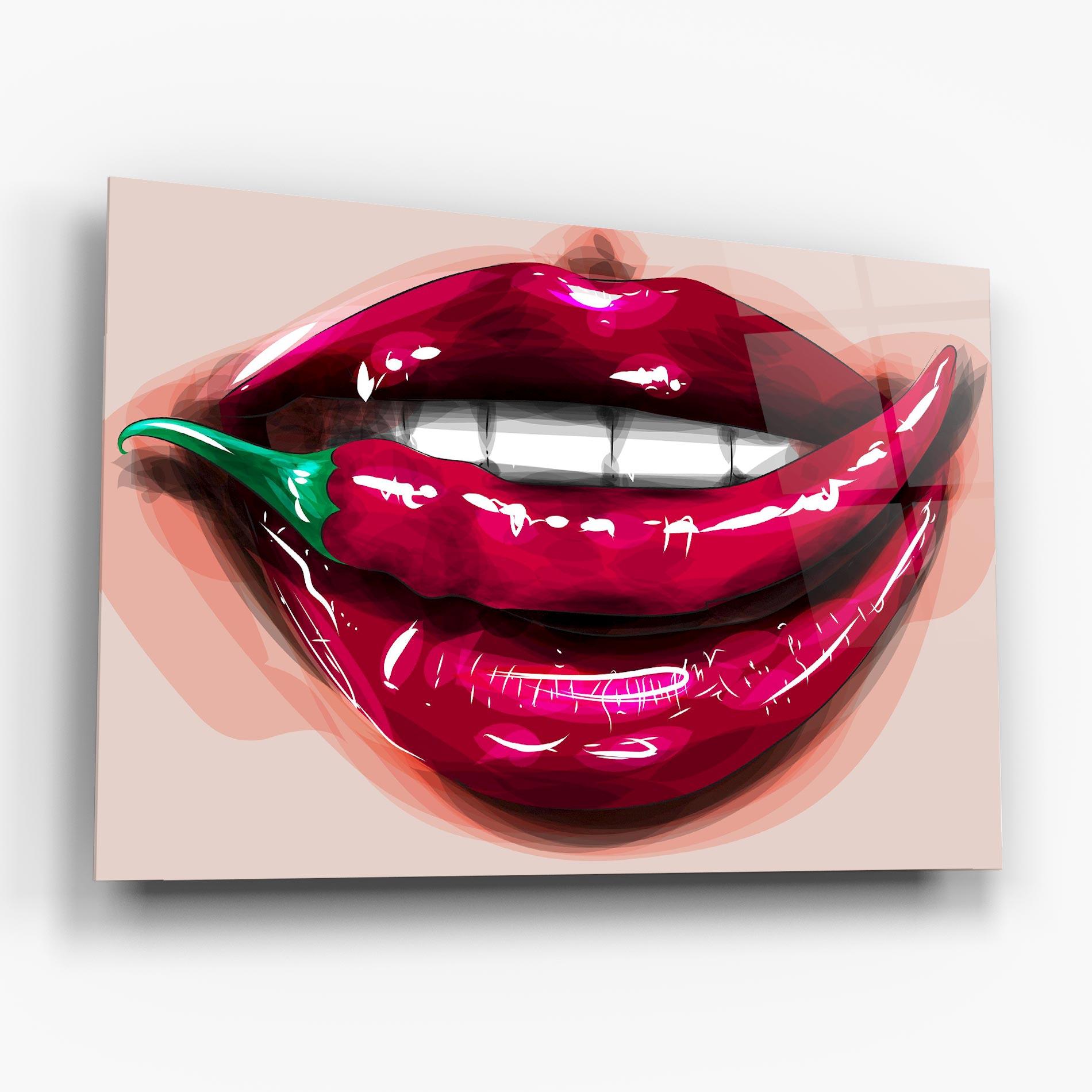 Стъклена картина Chilli Lips mockup 6