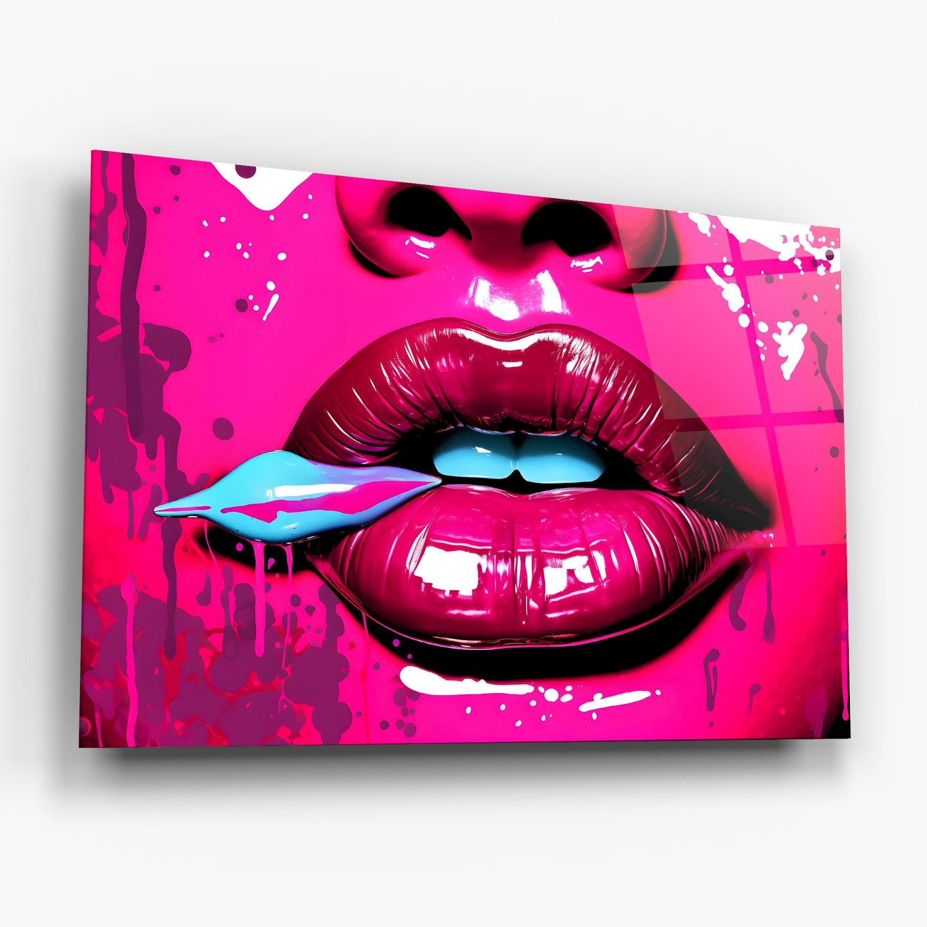 Стъклена картина Dark Pink Lips Art mockup 6