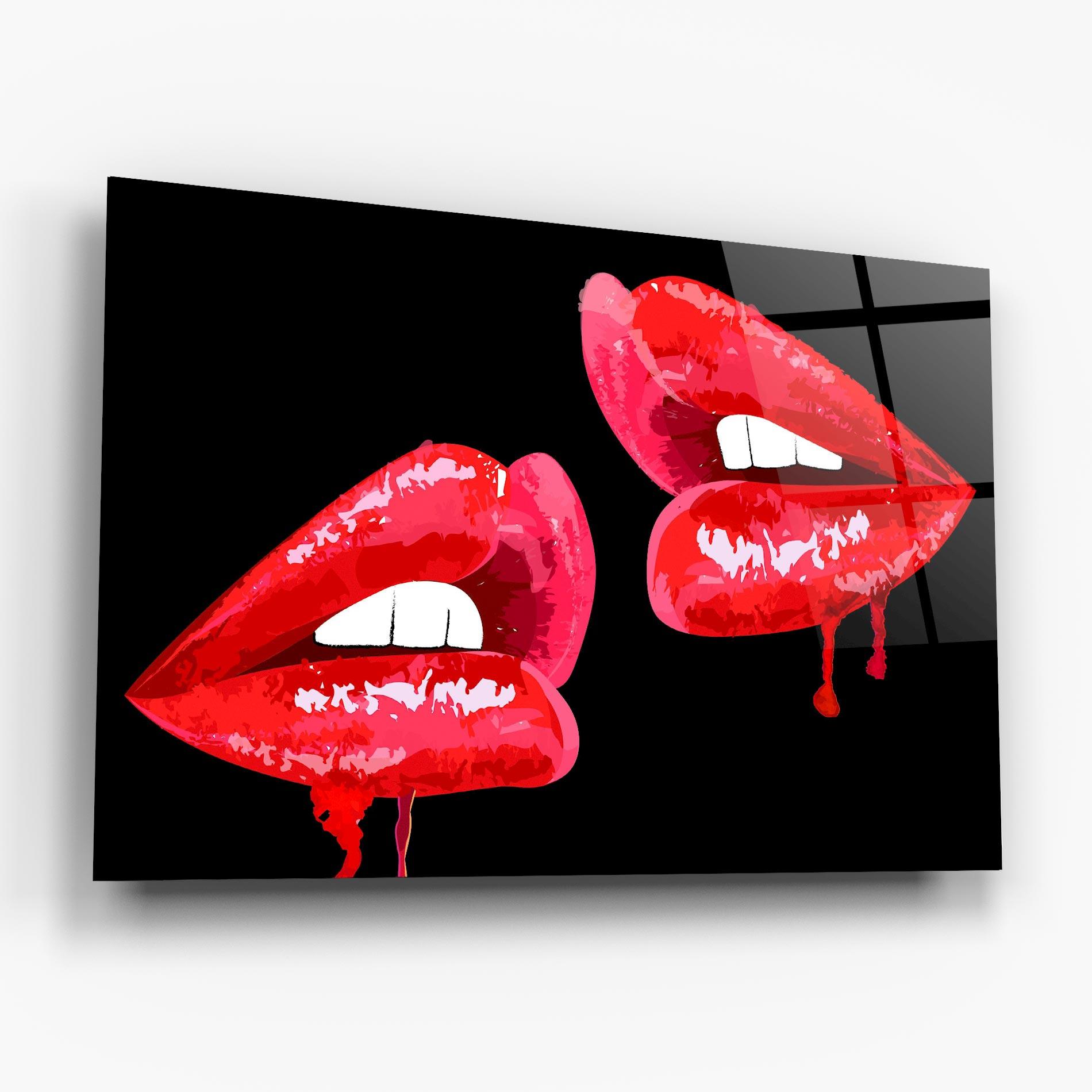 Стъклена картина Lips Talking mockup 6